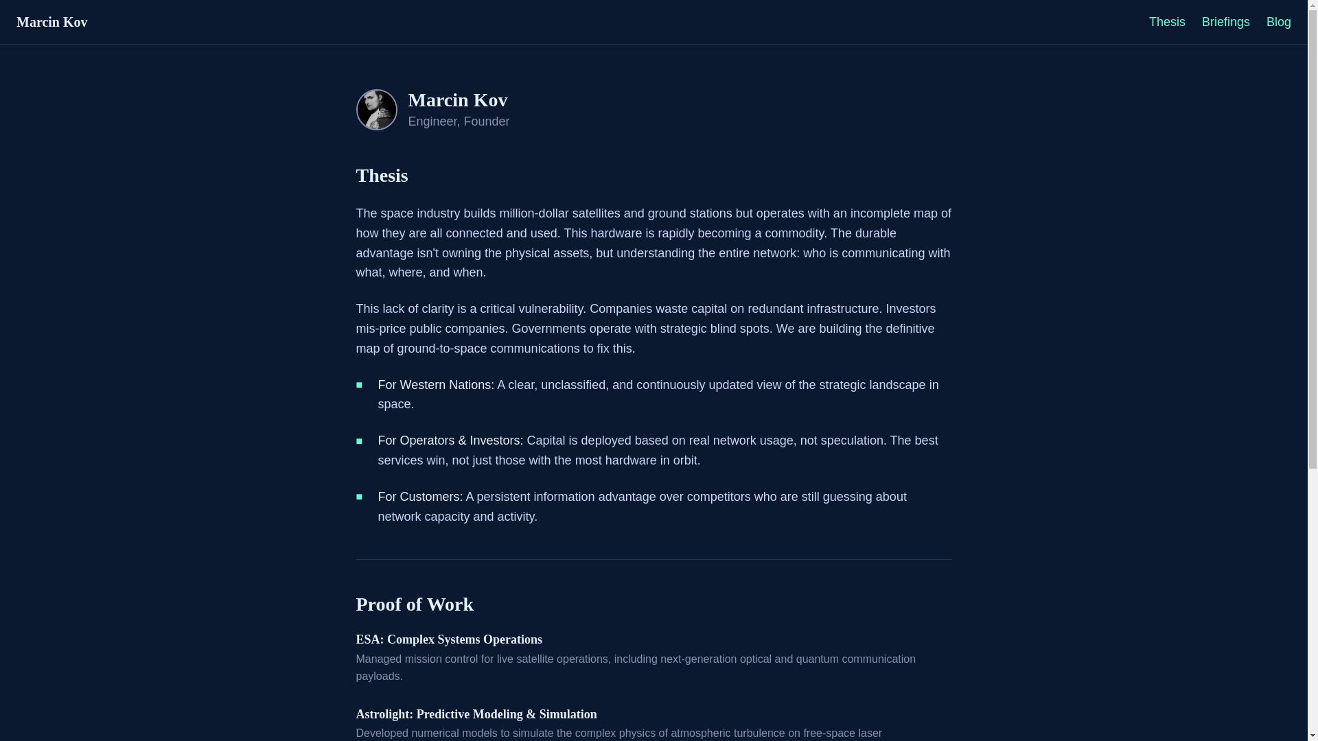 website screenshot of https://marcinkov.com/