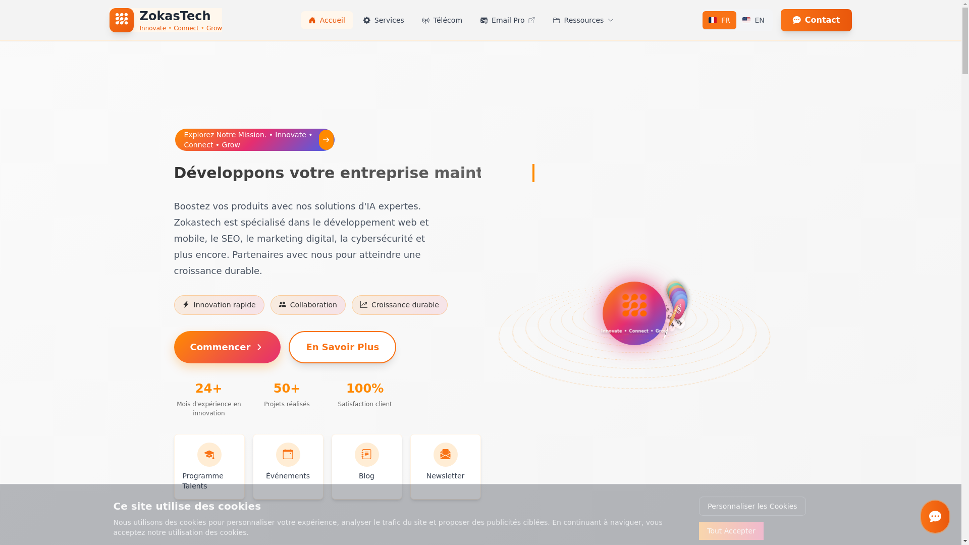 website screenshot of https://zokastechfront.pages.dev/