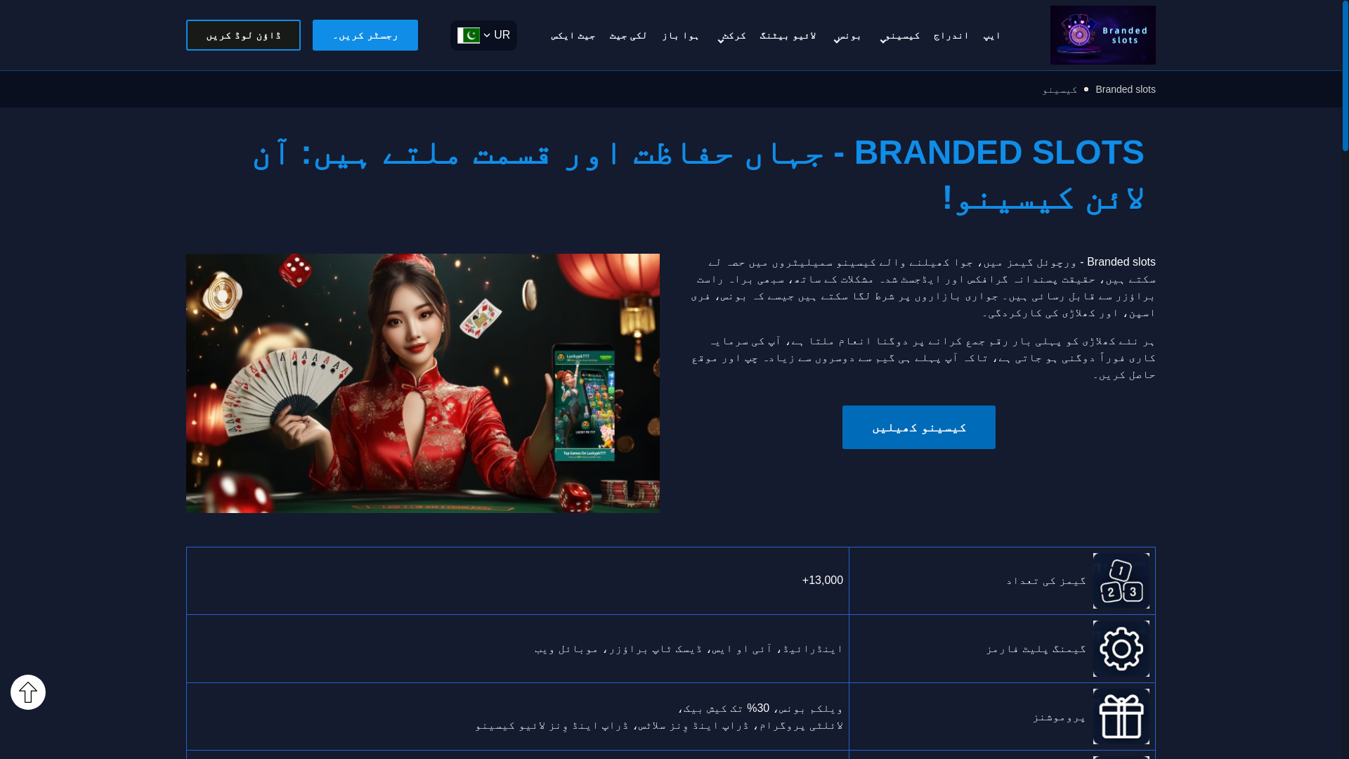 website screenshot of https://pk-brandedslots.com/