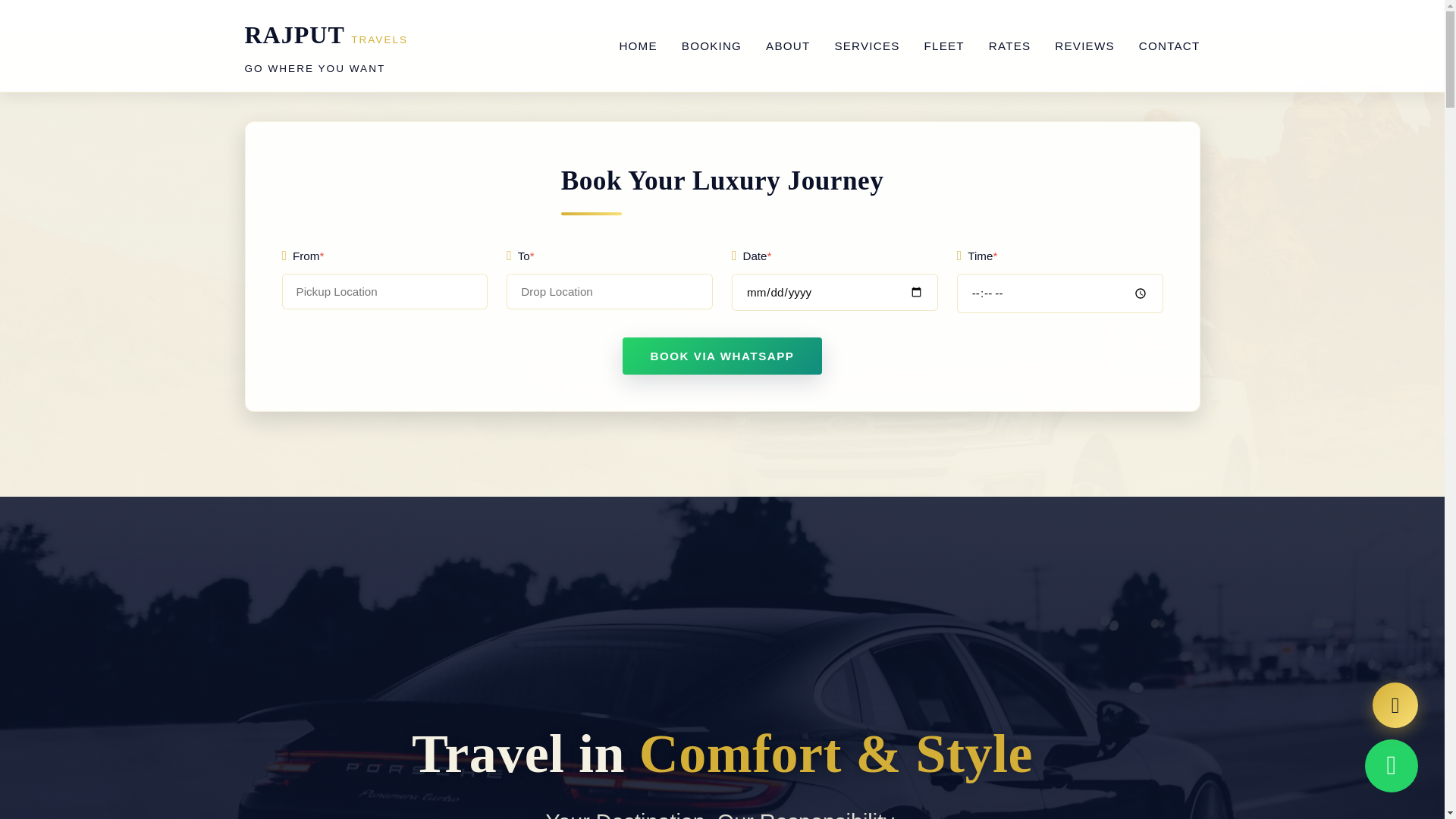 website screenshot of https://rajput-travels.in/