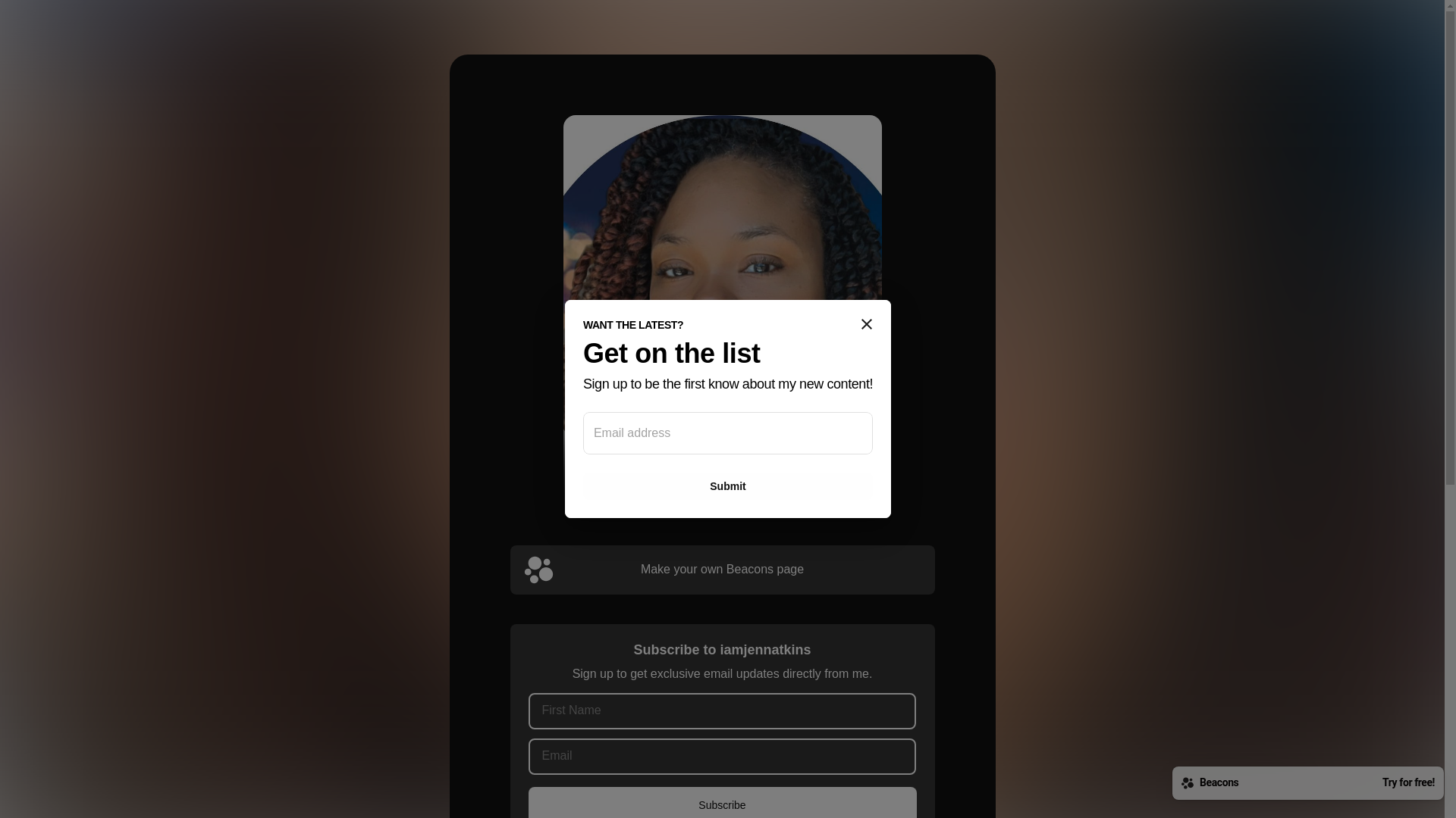 website screenshot of https://iamjennatkins.store/