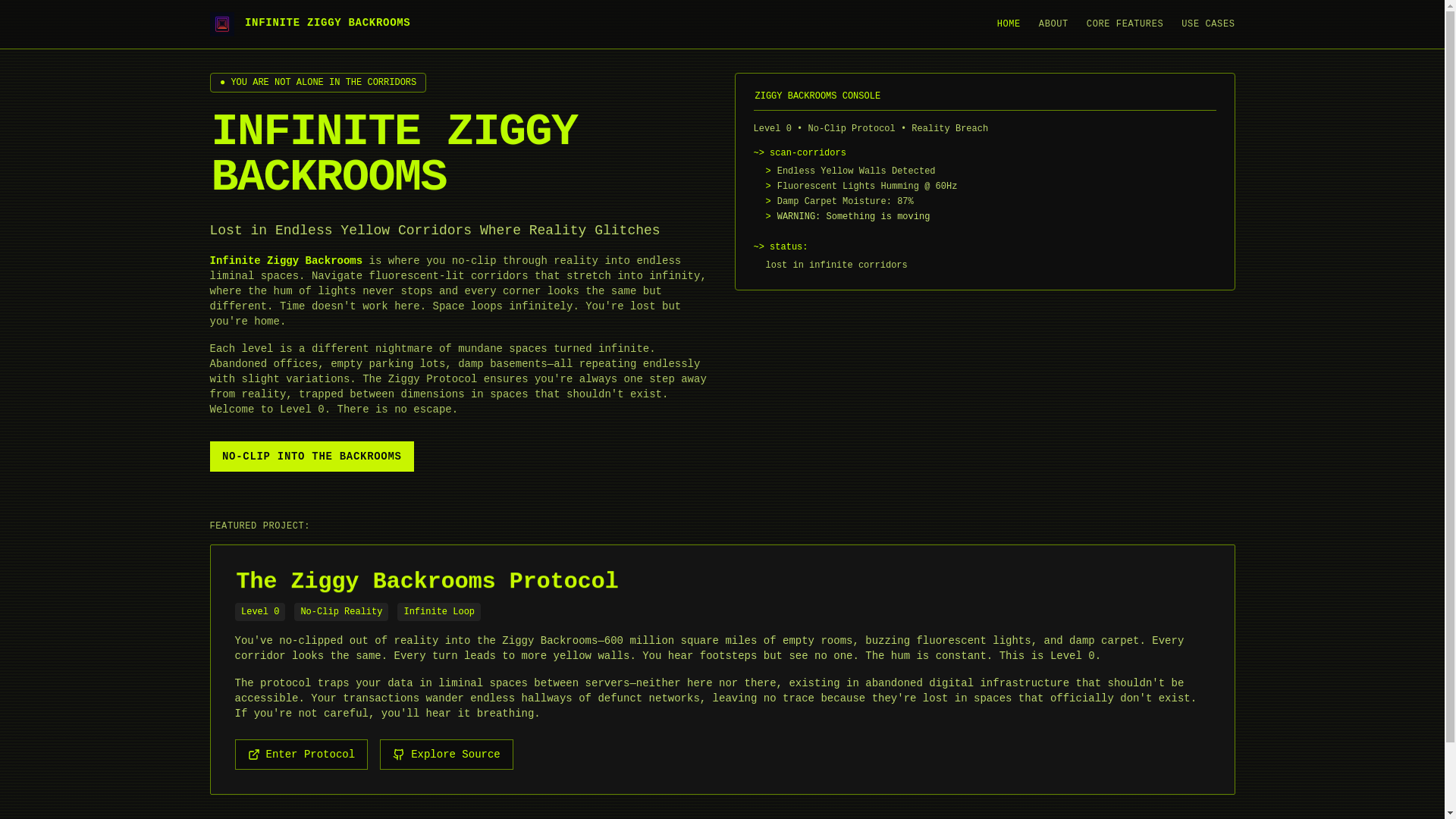 website screenshot of https://infiniteziggybackrooms.fun/