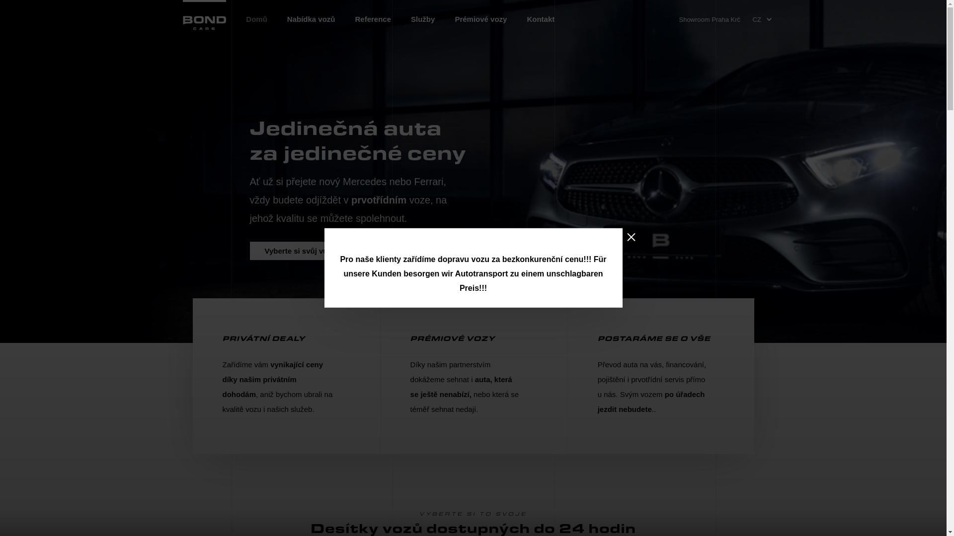 website screenshot of https://bondcars-praha.cz/