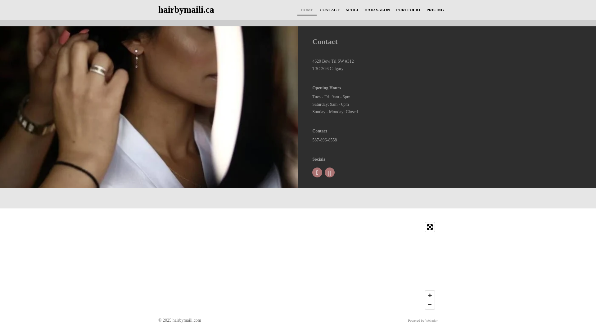 website screenshot of https://hairbymaili.ca/