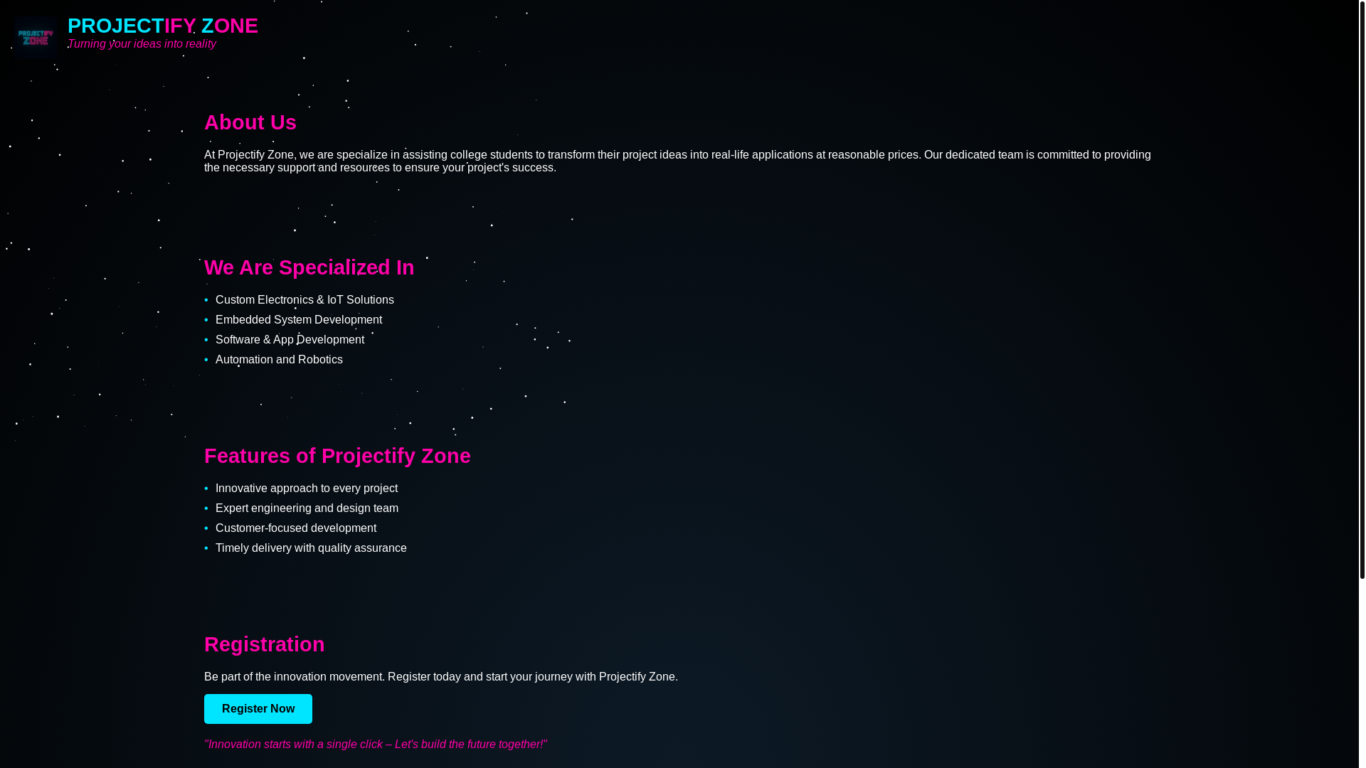 website screenshot of https://projectifyzone.com/
