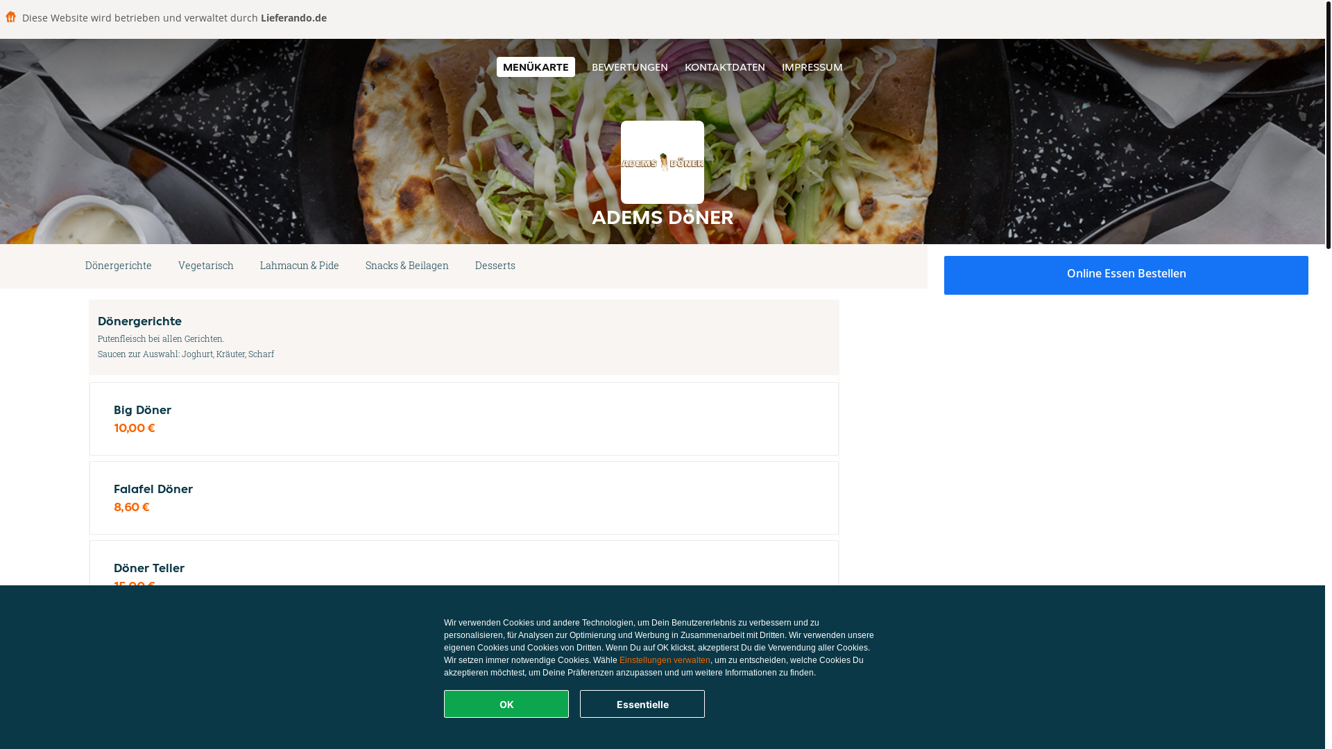 website screenshot of https://ademsdoner-nurnberg.de/