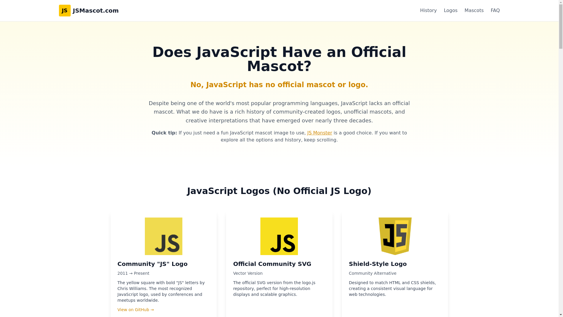 website screenshot of https://jsmascot.com/