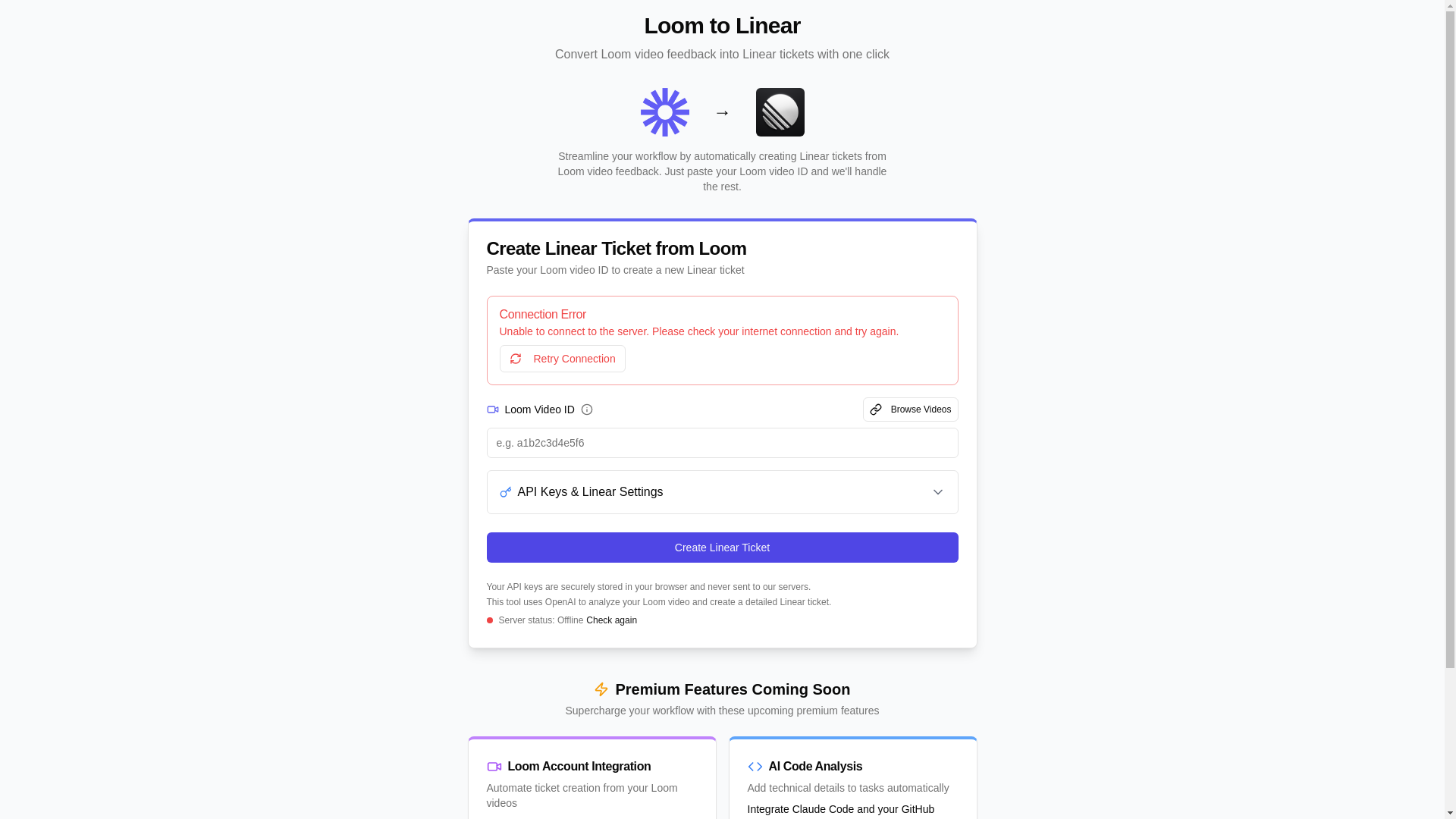 website screenshot of https://loomtolinear.com/