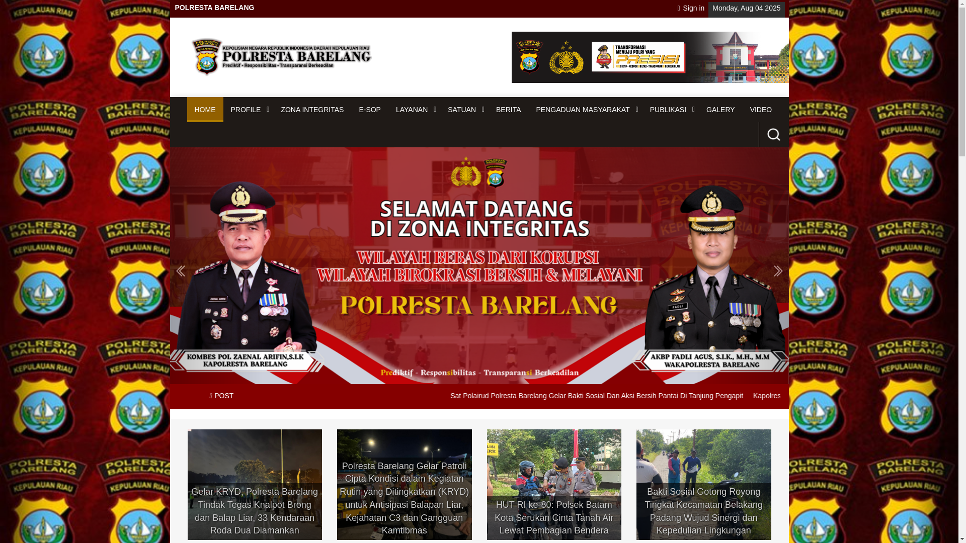 website screenshot of https://polrestabarelangbatam.id/