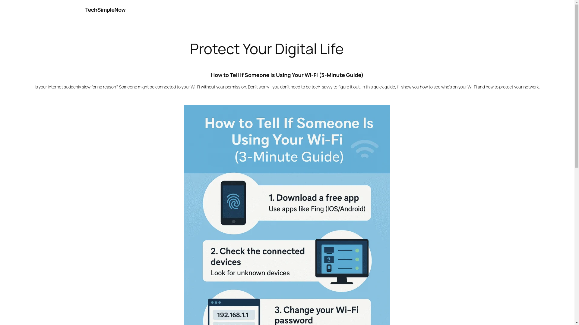 website screenshot of https://techsimplenow.com/