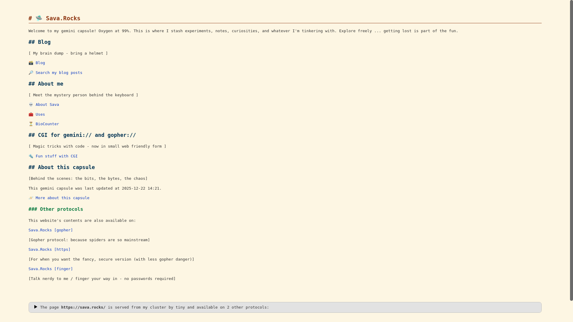 website screenshot of https://sava.rocks/