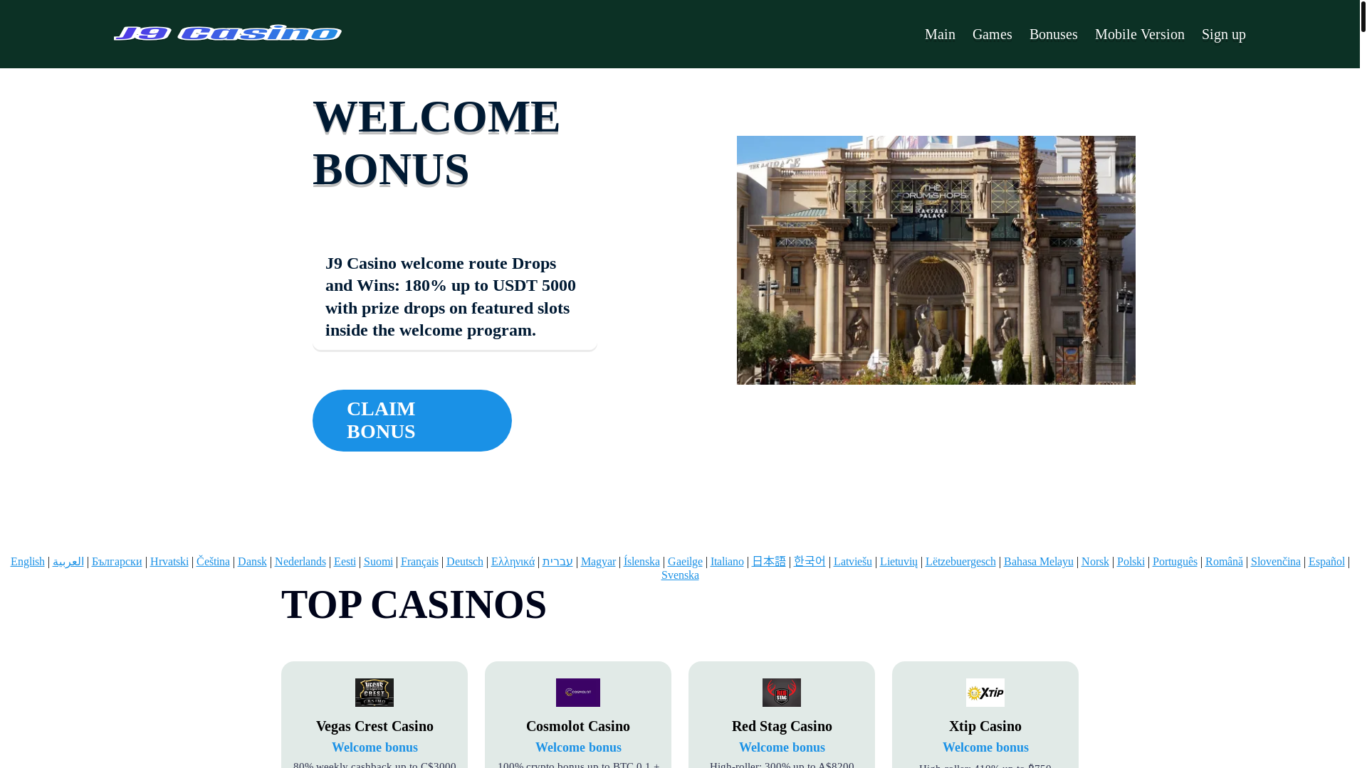 website screenshot of https://j9casino1.bond/