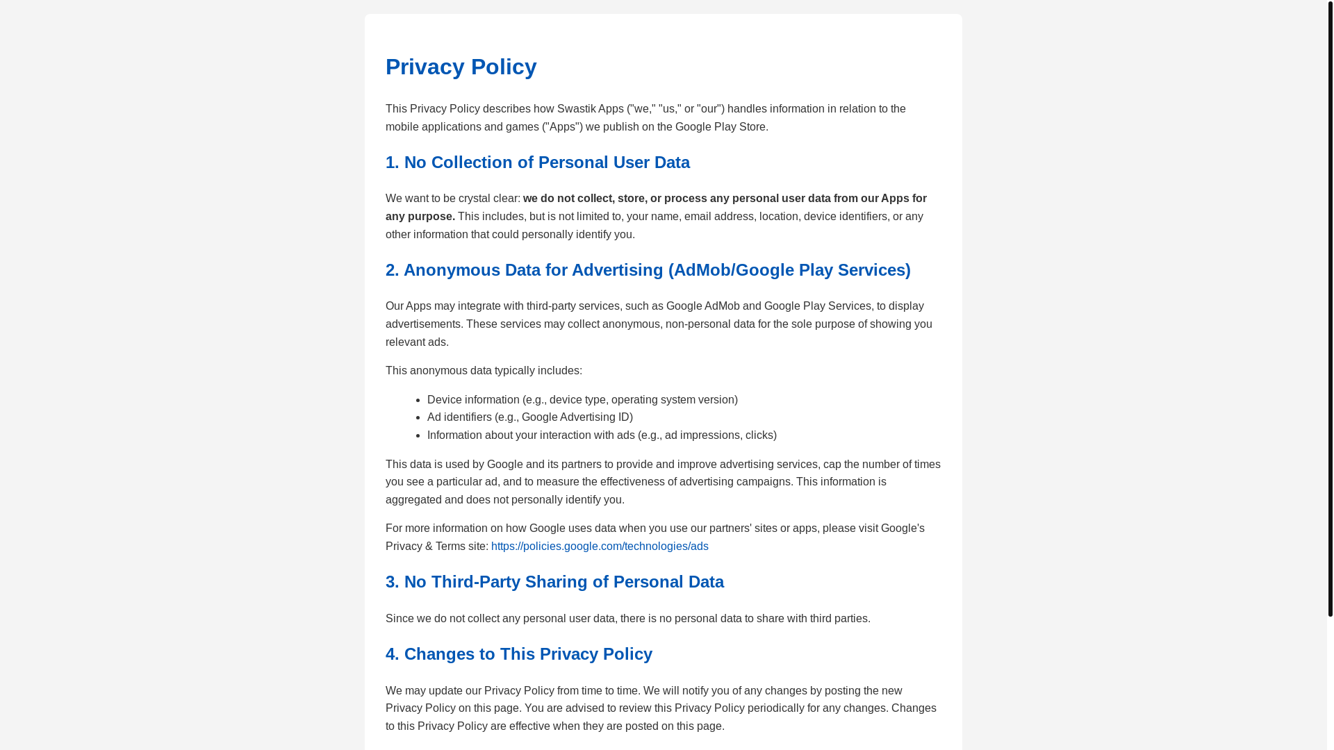 website screenshot of https://swastik-apps-privacy-policy.pages.dev/