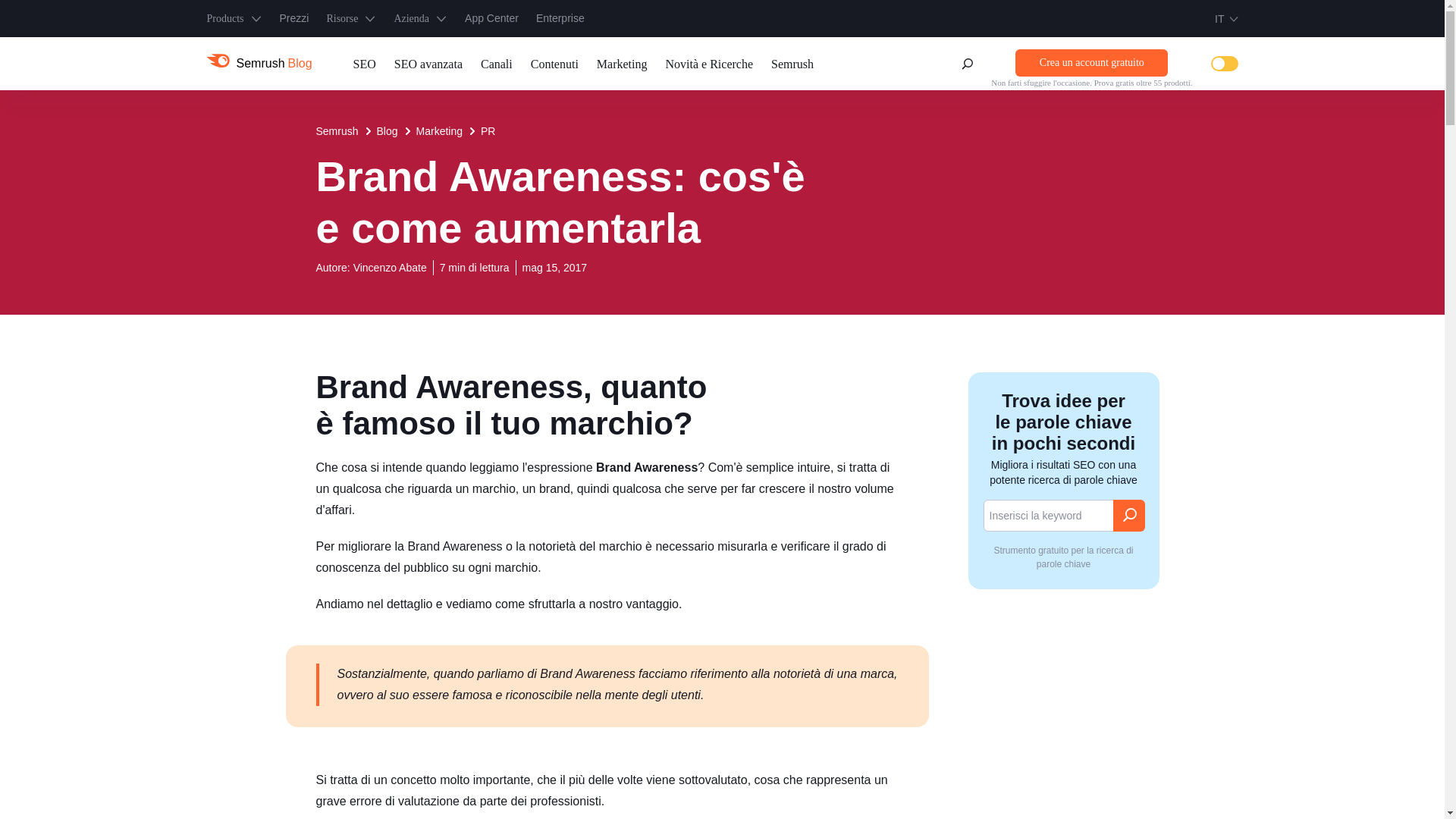 website screenshot of https://it.semrush.com/blog/brand-awareness-cosa-e-come-aumentarla/