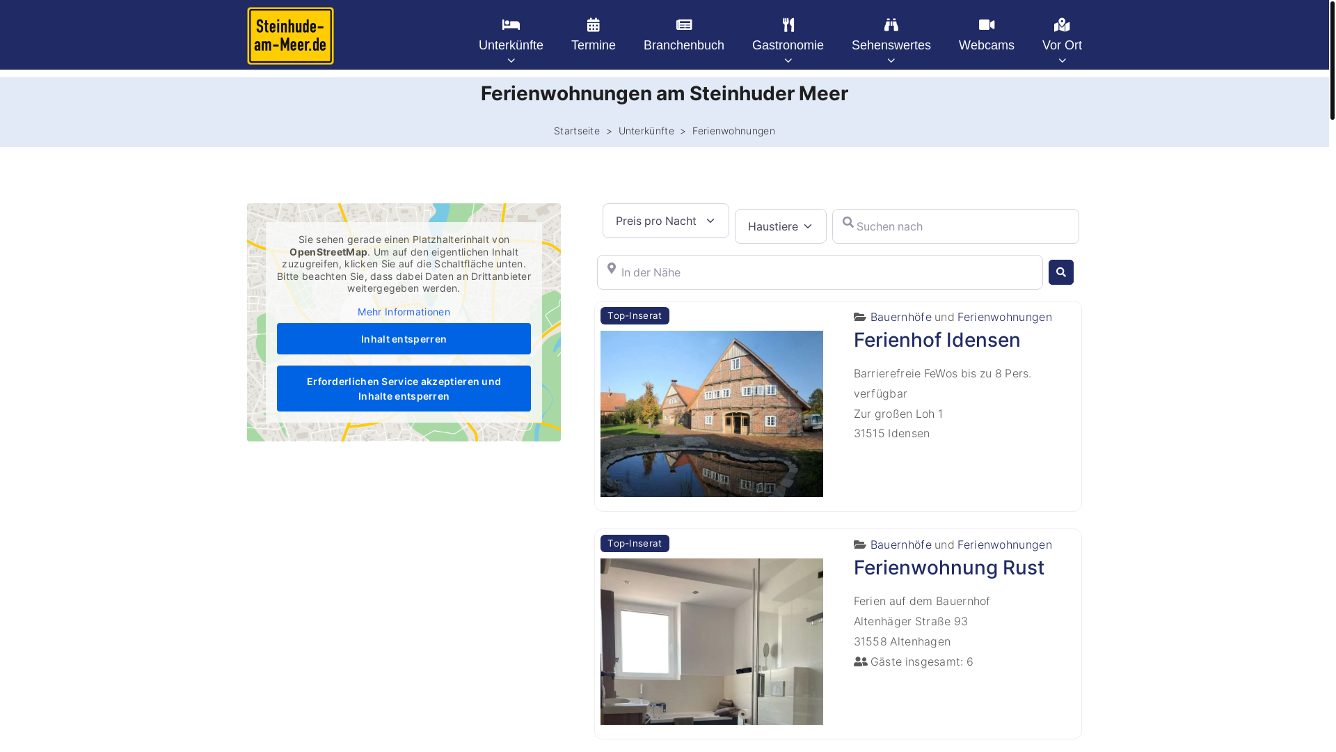 website screenshot of https://ferienwohnung-steinhude.de/