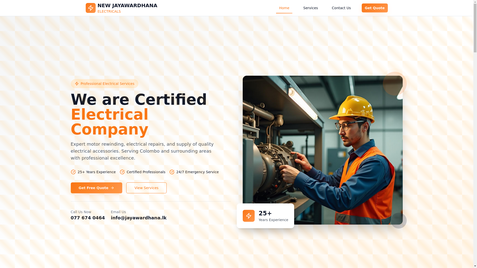website screenshot of https://jayawardhanaelectricals.lk/