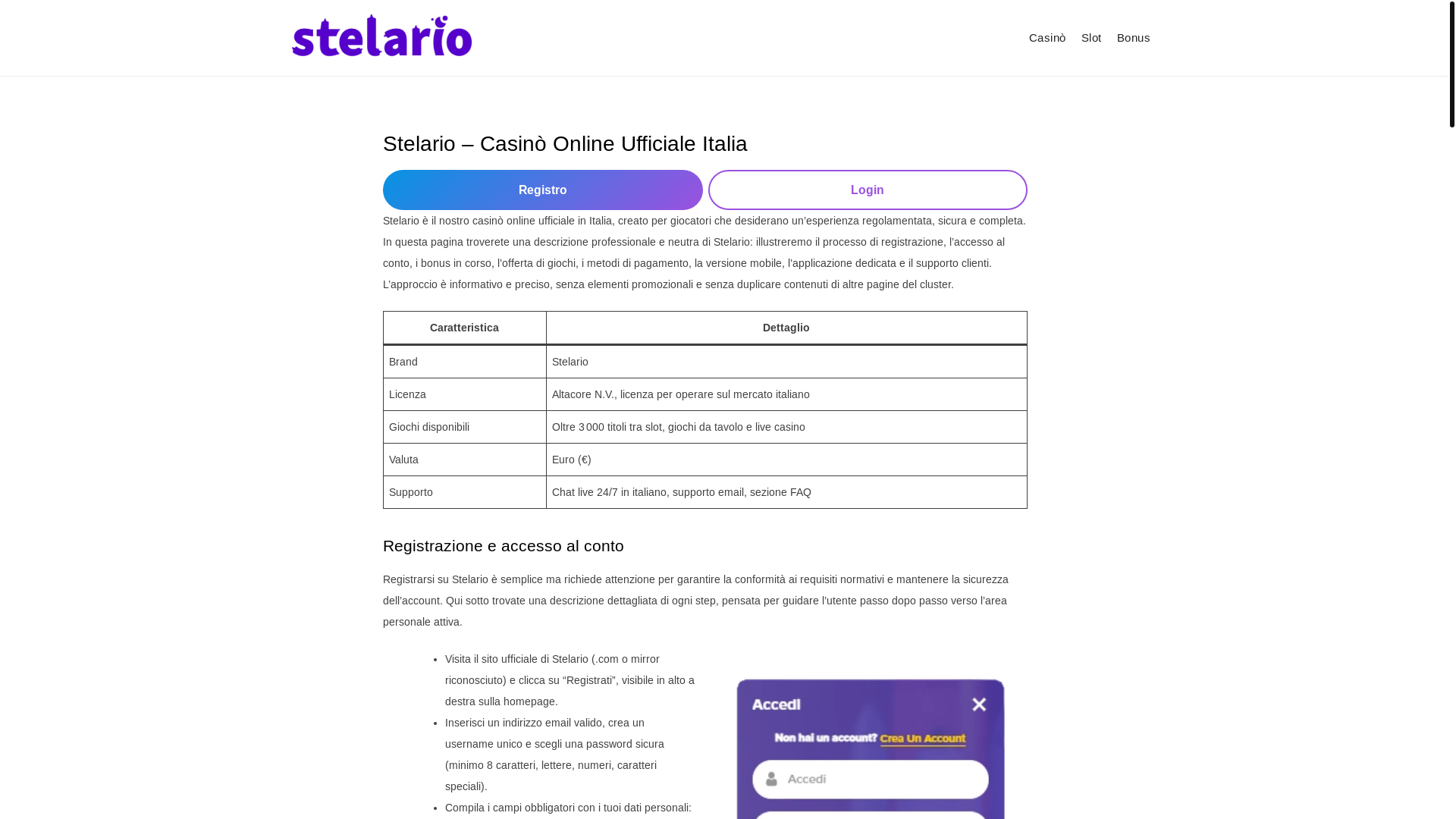 website screenshot of https://stelario.win/