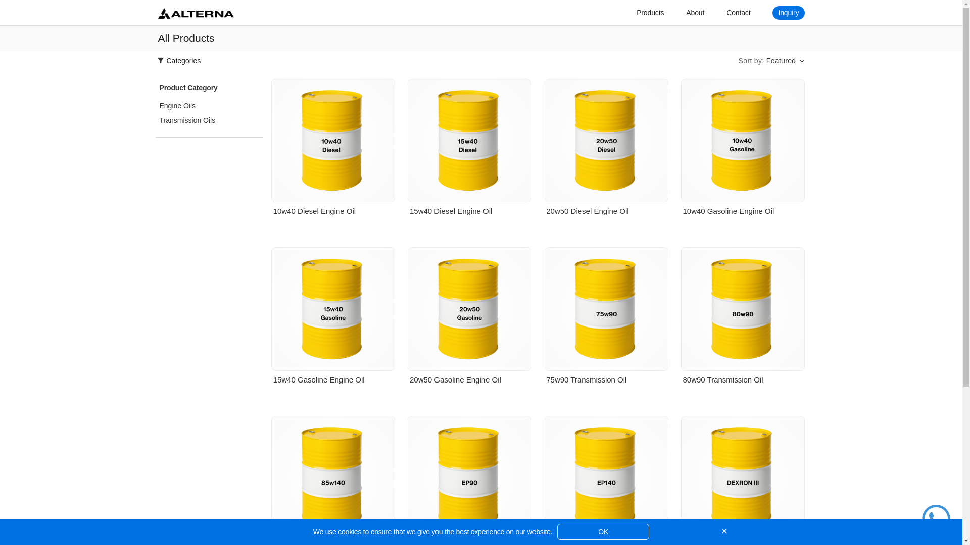 website screenshot of https://alternachemicals.com/