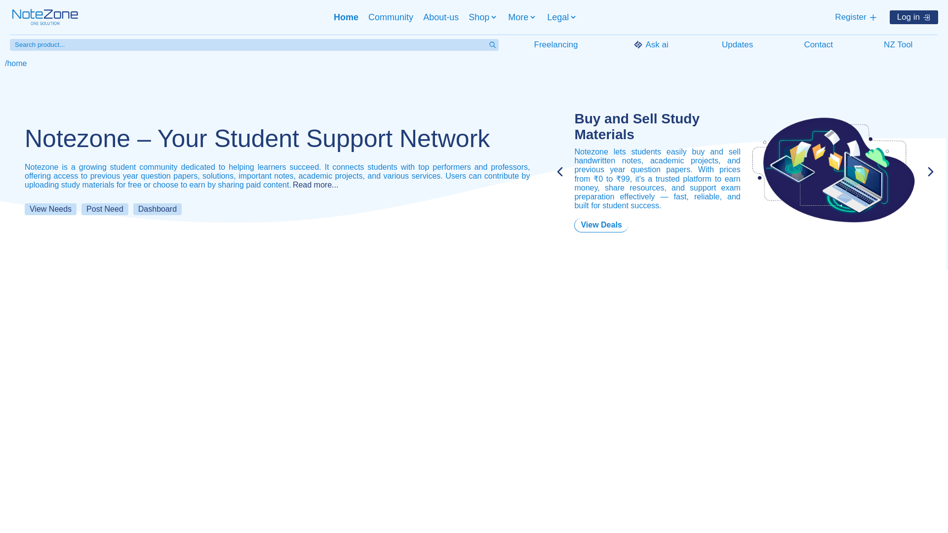website screenshot of https://notezone-ui.pages.dev/