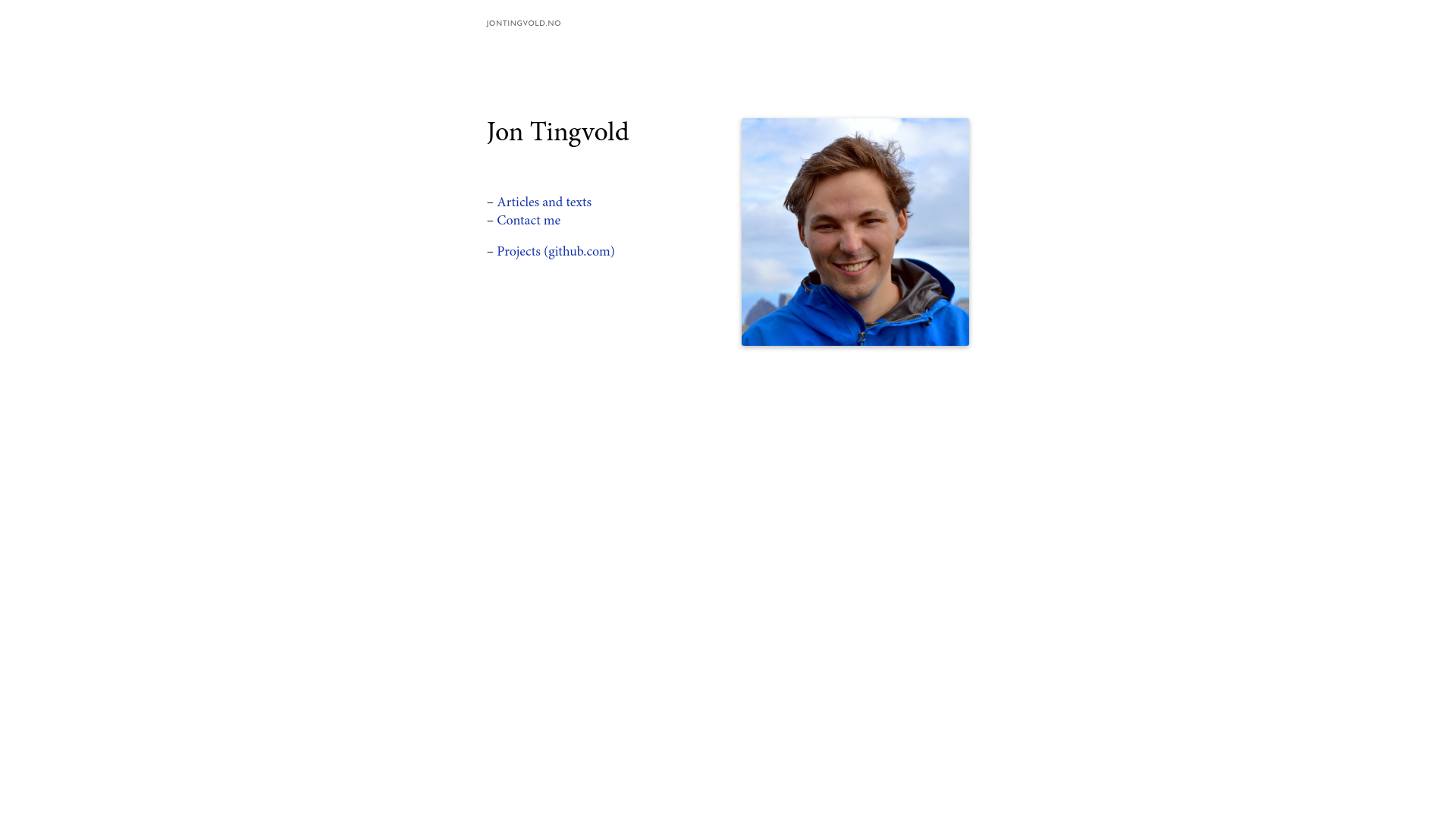 website screenshot of https://jontingvold-no.pages.dev/