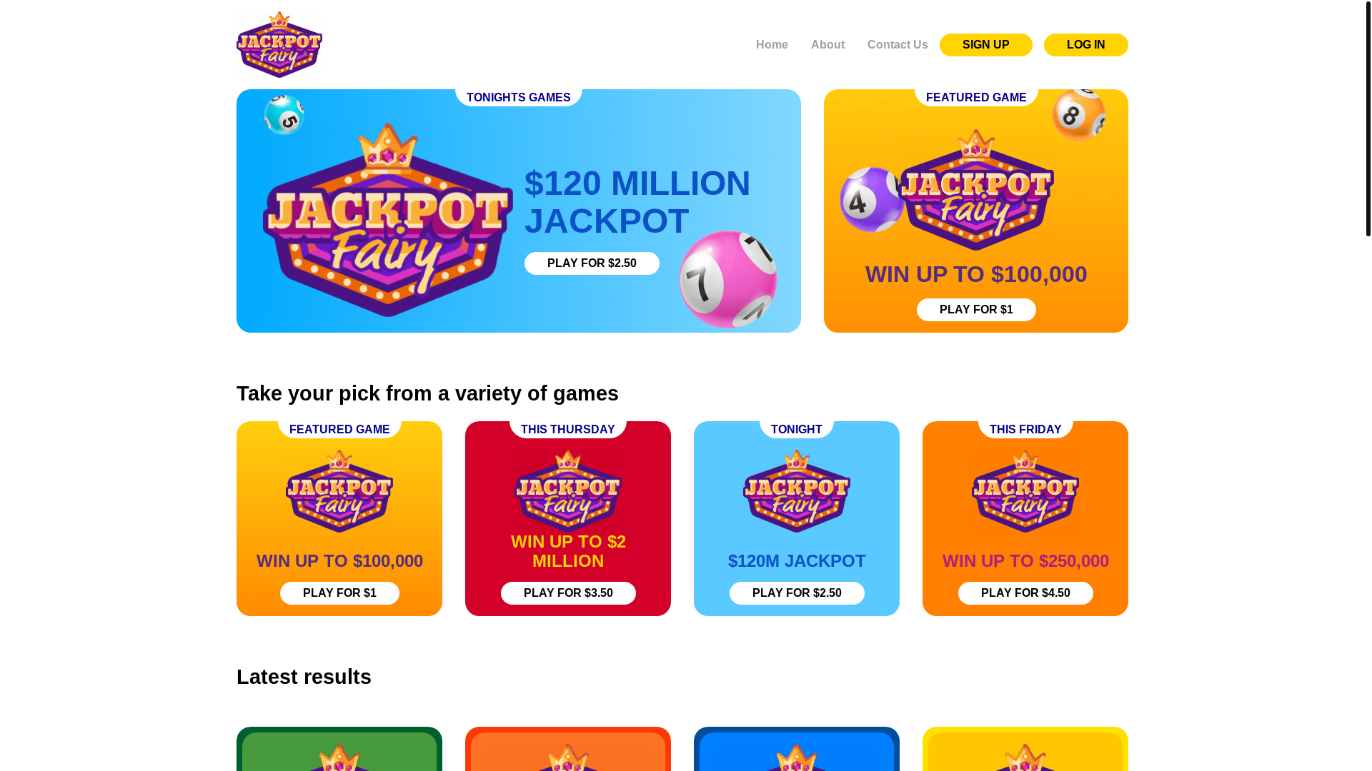 website screenshot of https://jackpotfairy.net/