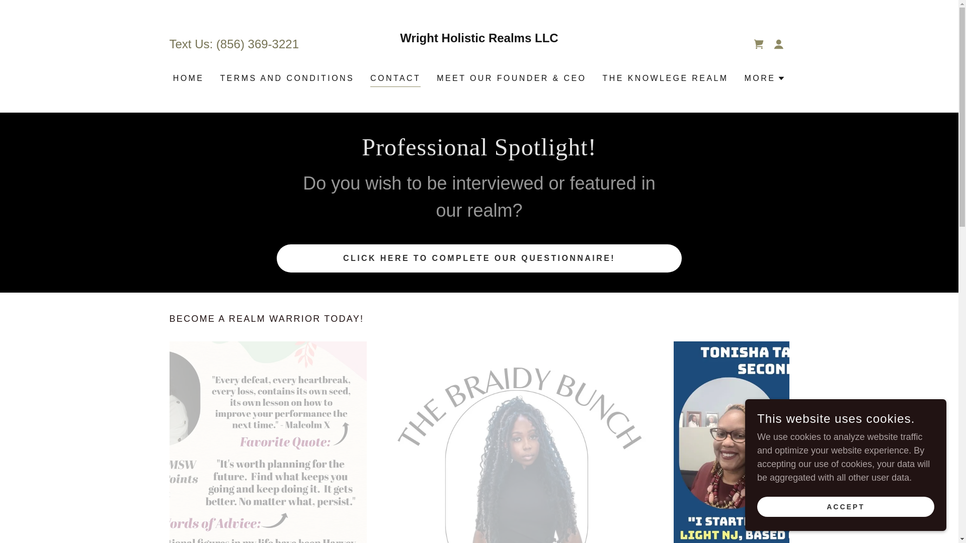 website screenshot of https://wrightholisticrealmsllc.org/contact