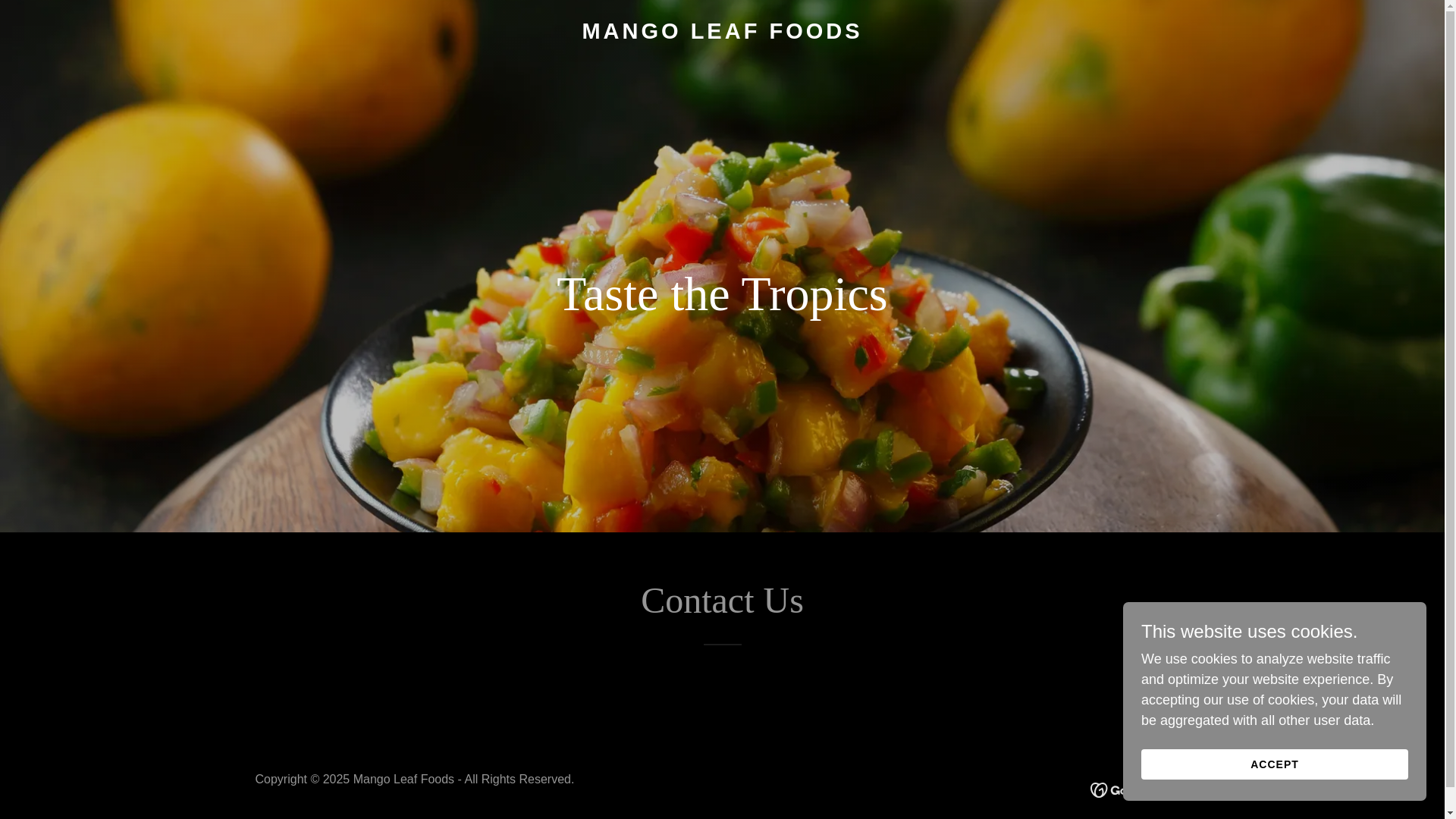 website screenshot of https://mangoleaffoods.com/