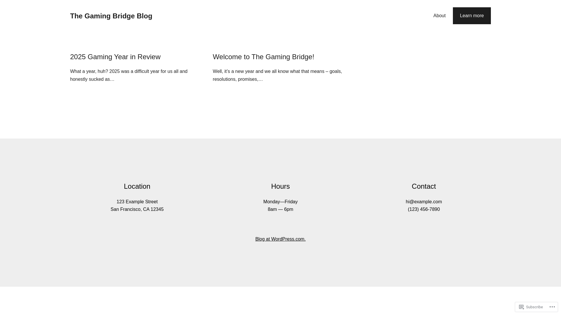 website screenshot of https://thegamingbridge.blog/