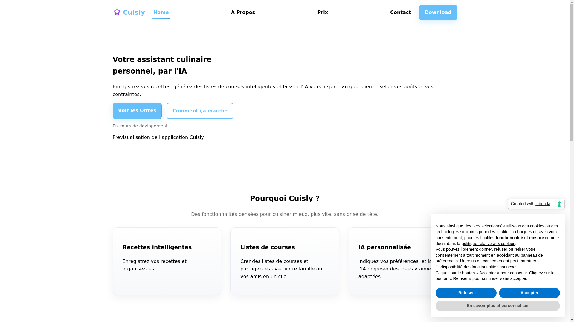 website screenshot of https://cuislyapp.fr/