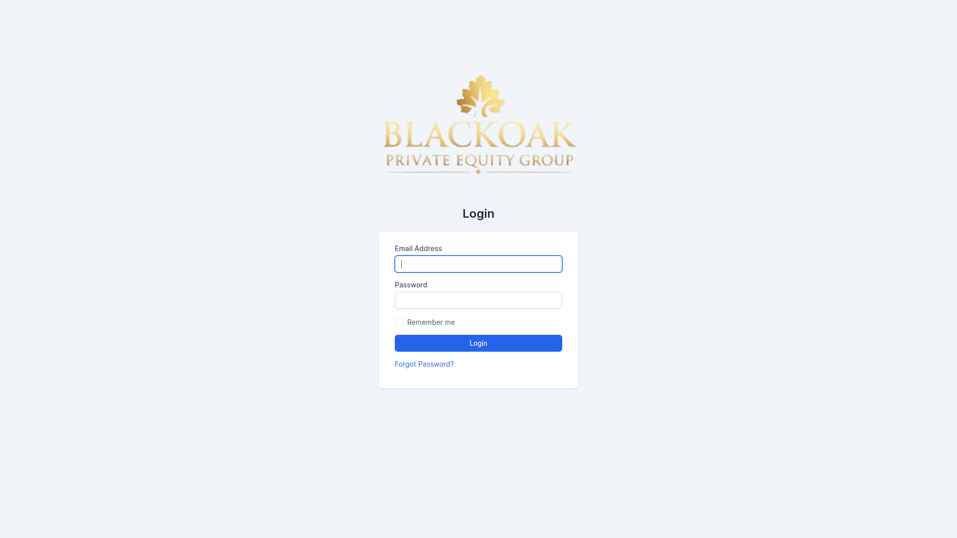 website screenshot of https://blackoakprivateequitygroup.com/crm/admin