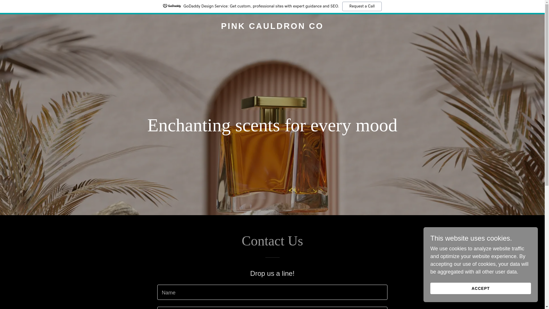 website screenshot of https://pinkcauldronco.com/