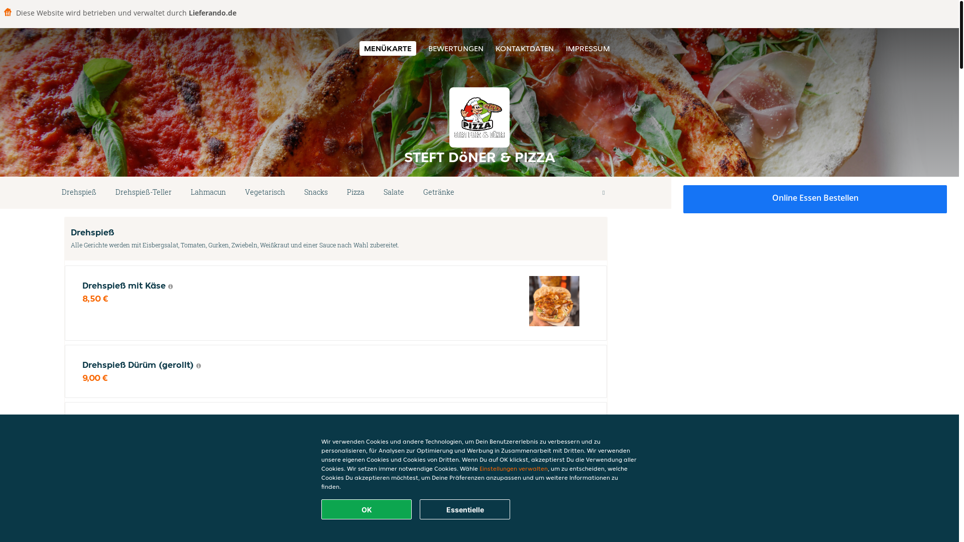 website screenshot of https://steftdonerpizza-marktsteft.de/