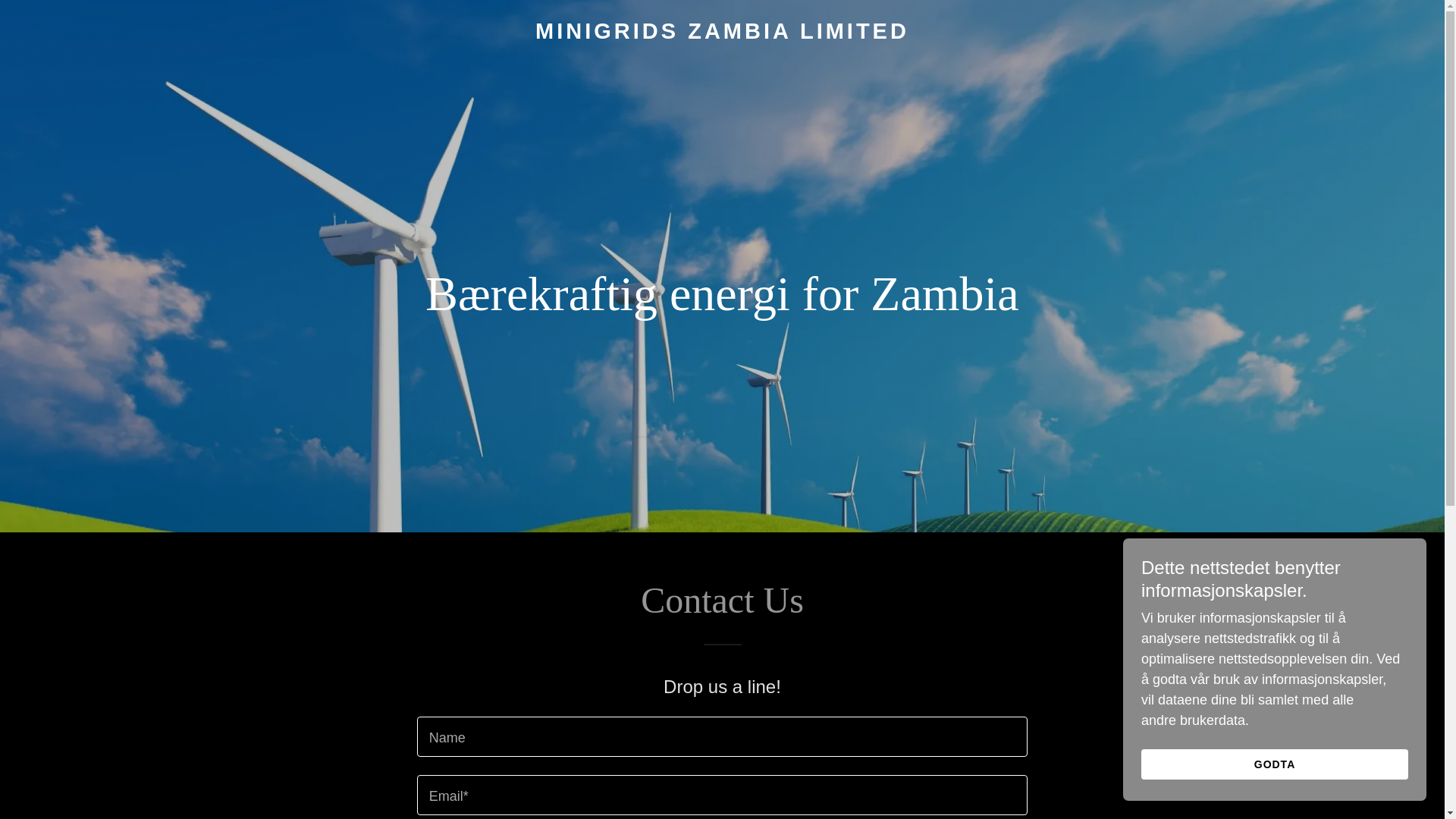 website screenshot of https://minigridszambia.com/