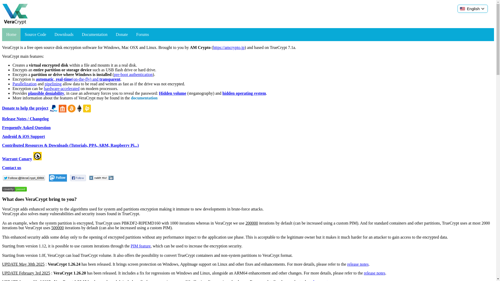 website screenshot of https://veracrypt.io/