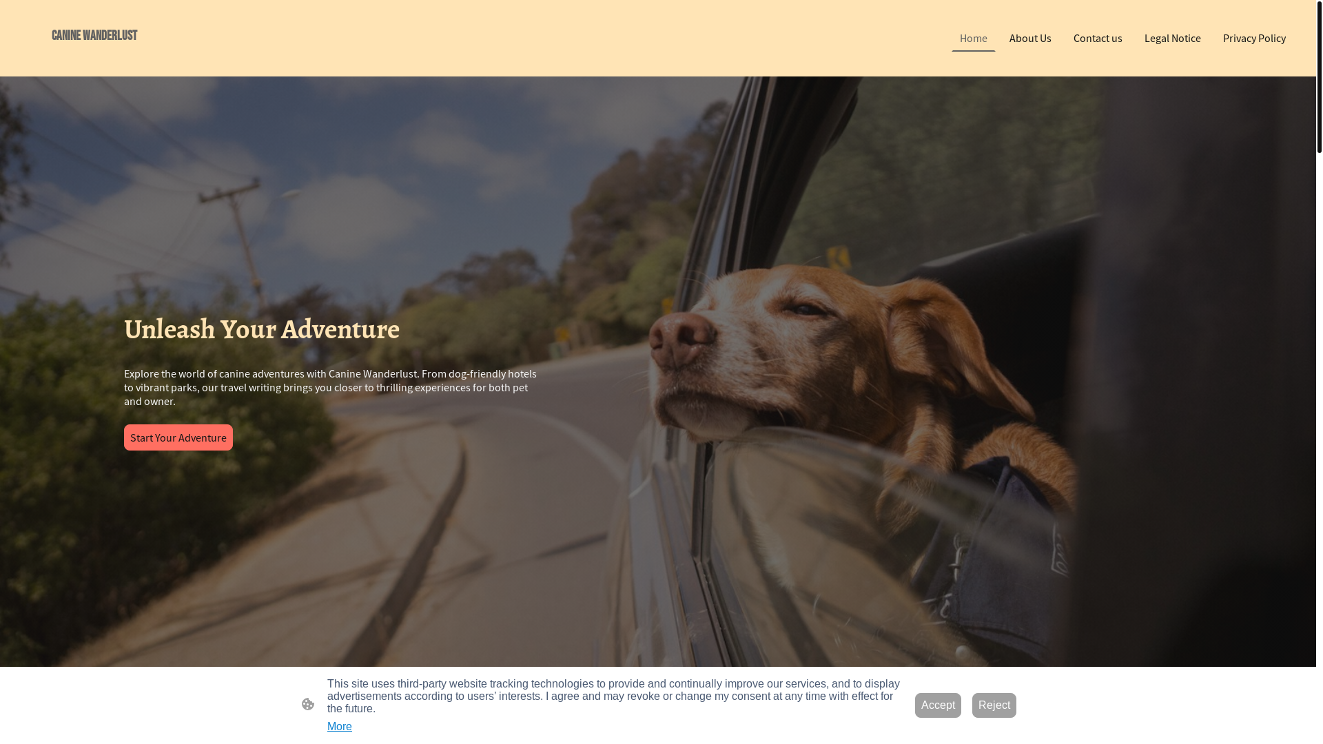 website screenshot of https://caninewanderlust.com/