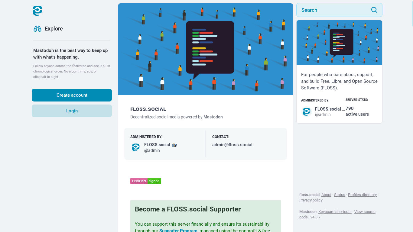 website screenshot of https://floss.social