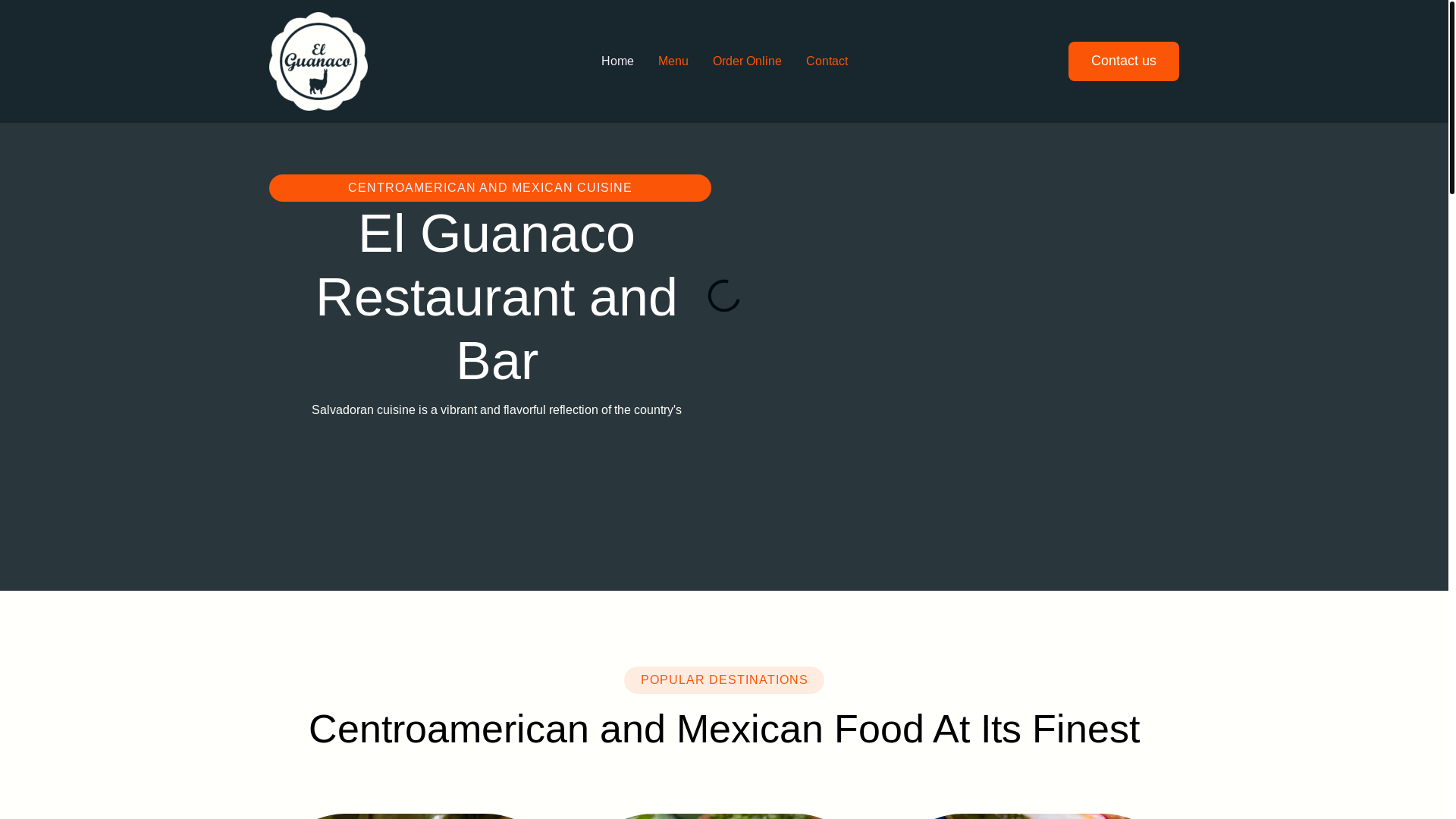 website screenshot of https://elguanacorestaurantbar.com/