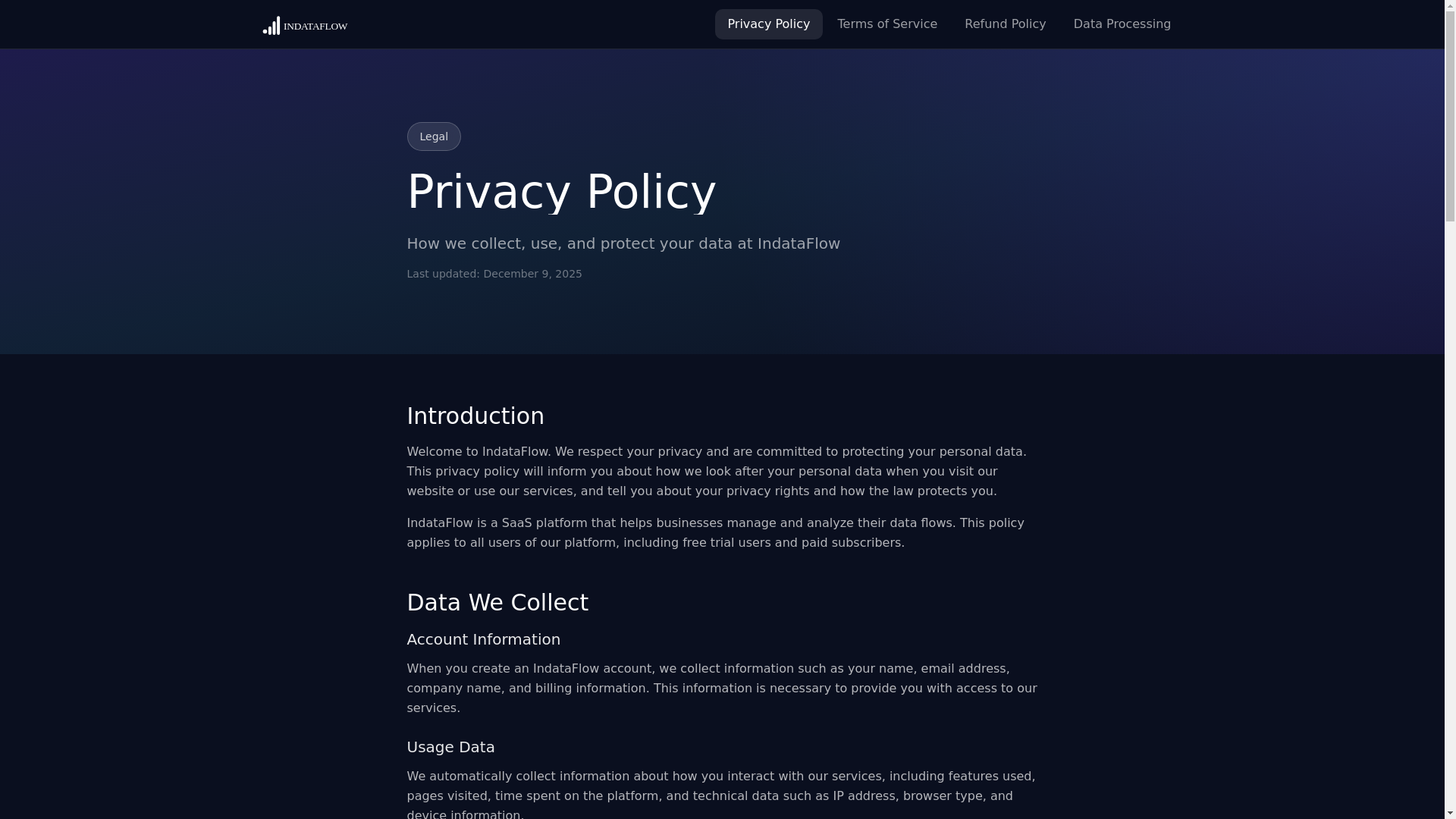 website screenshot of https://indataflow-legal-center.pages.dev/