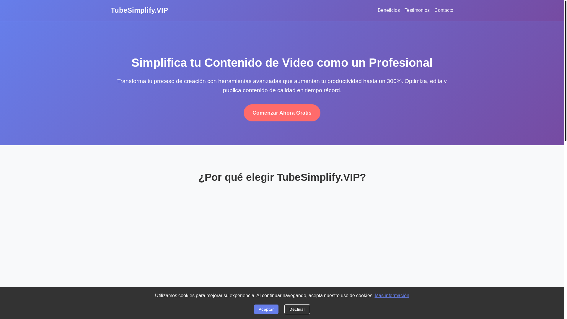 website screenshot of https://tubesimplify.vip/