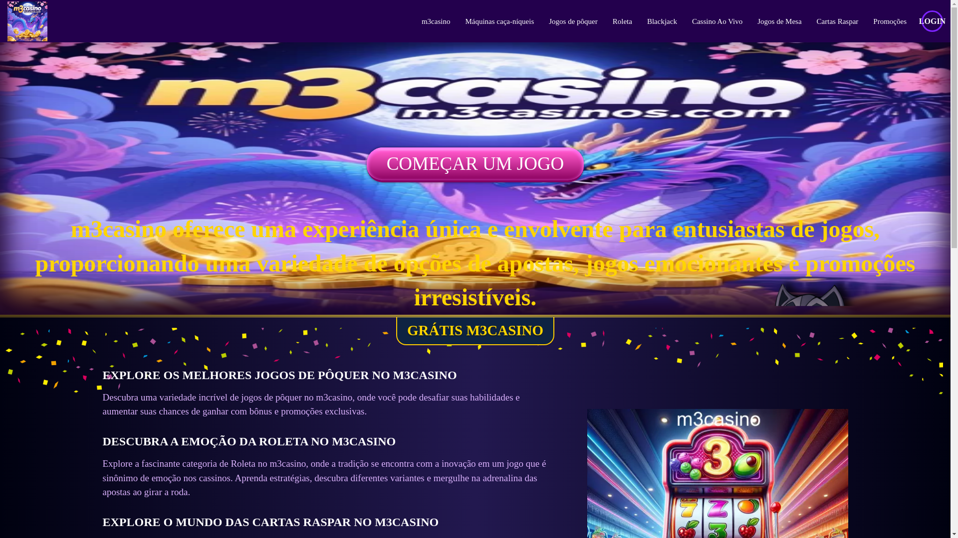 website screenshot of https://m3casinos.com/