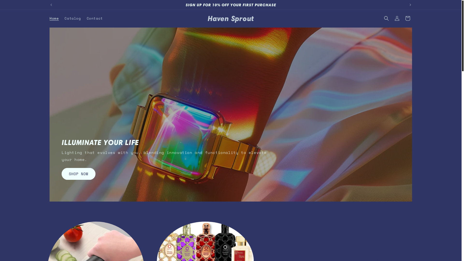 website screenshot of https://havensprout.store/