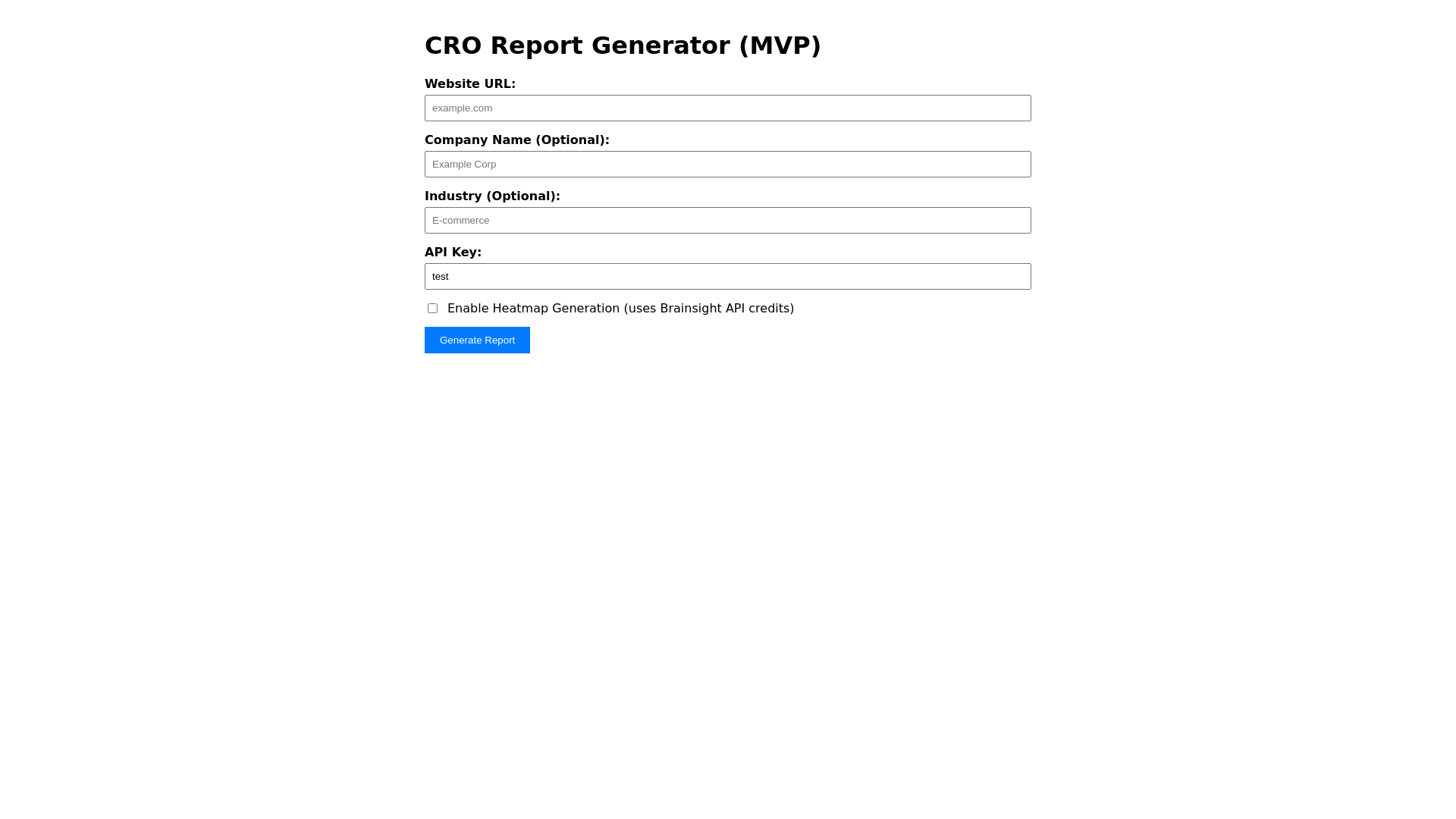 website screenshot of https://report-generator-bl5w6.kinsta.app
