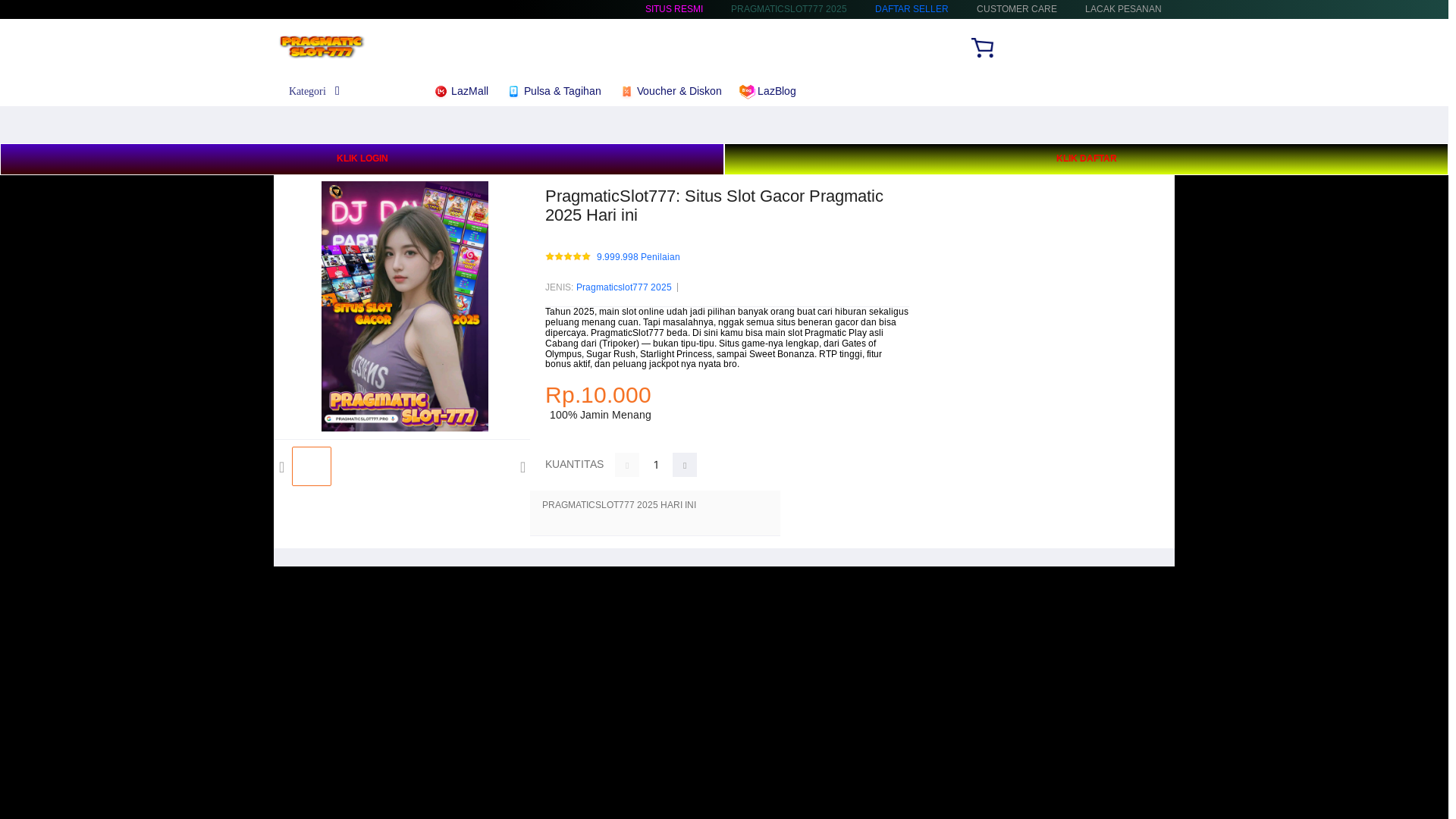 website screenshot of https://pragmaticslot777.pro/