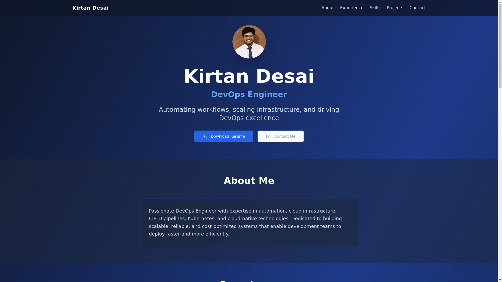 website screenshot of https://kirtandesai.info/