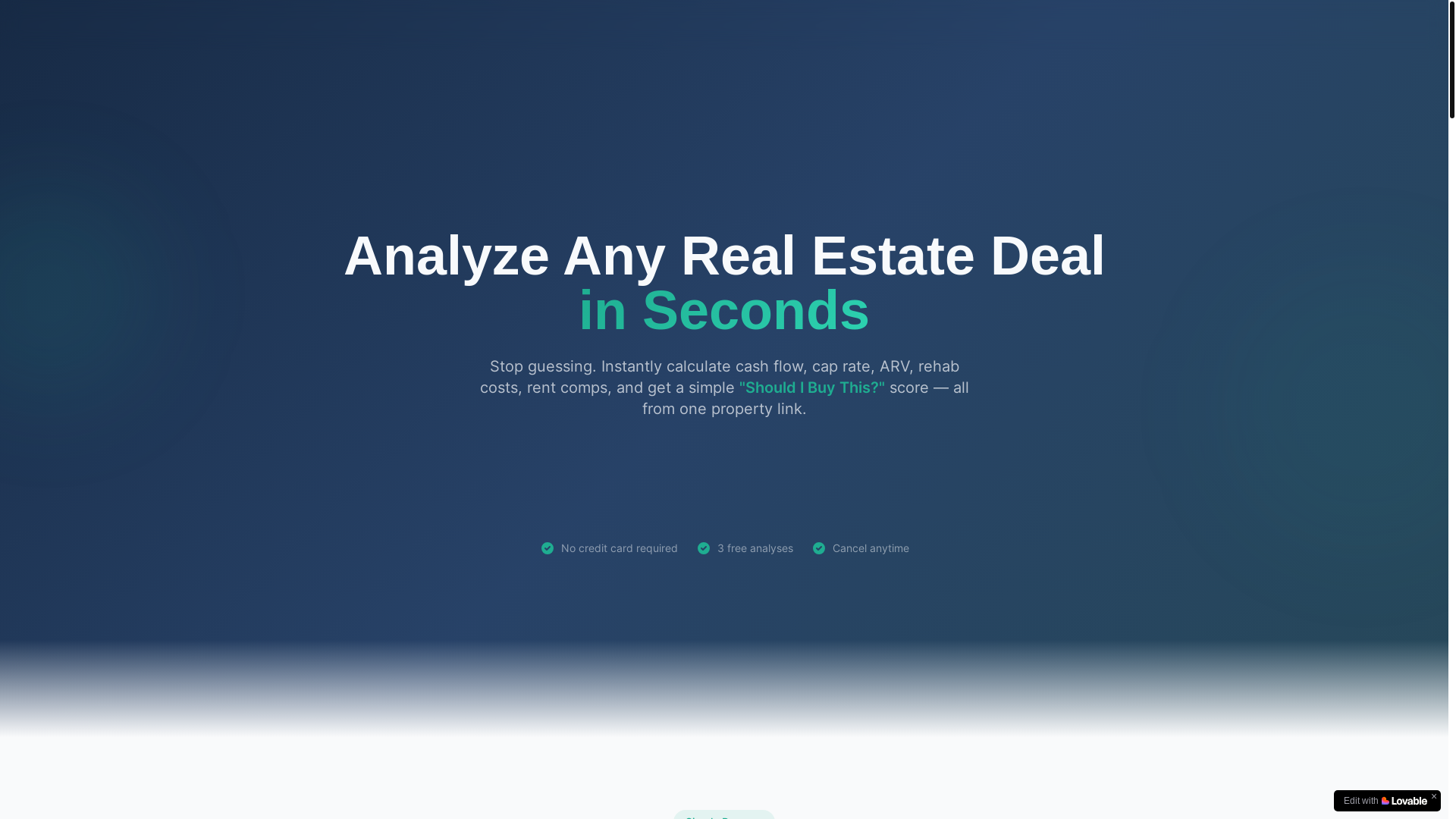 website screenshot of https://dealcheckr.org/