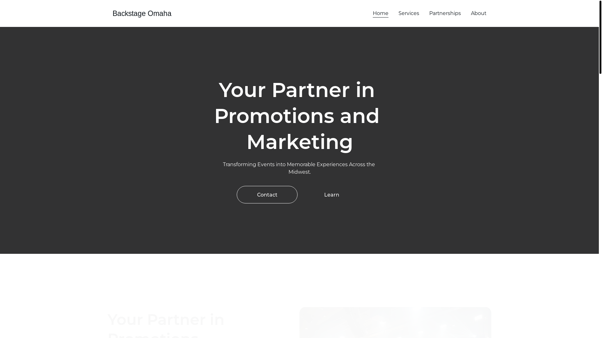 website screenshot of https://backstageomaha.com/