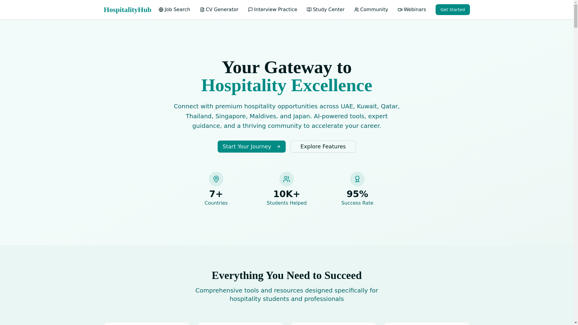 website screenshot of https://hospitalitycareerhub.org/