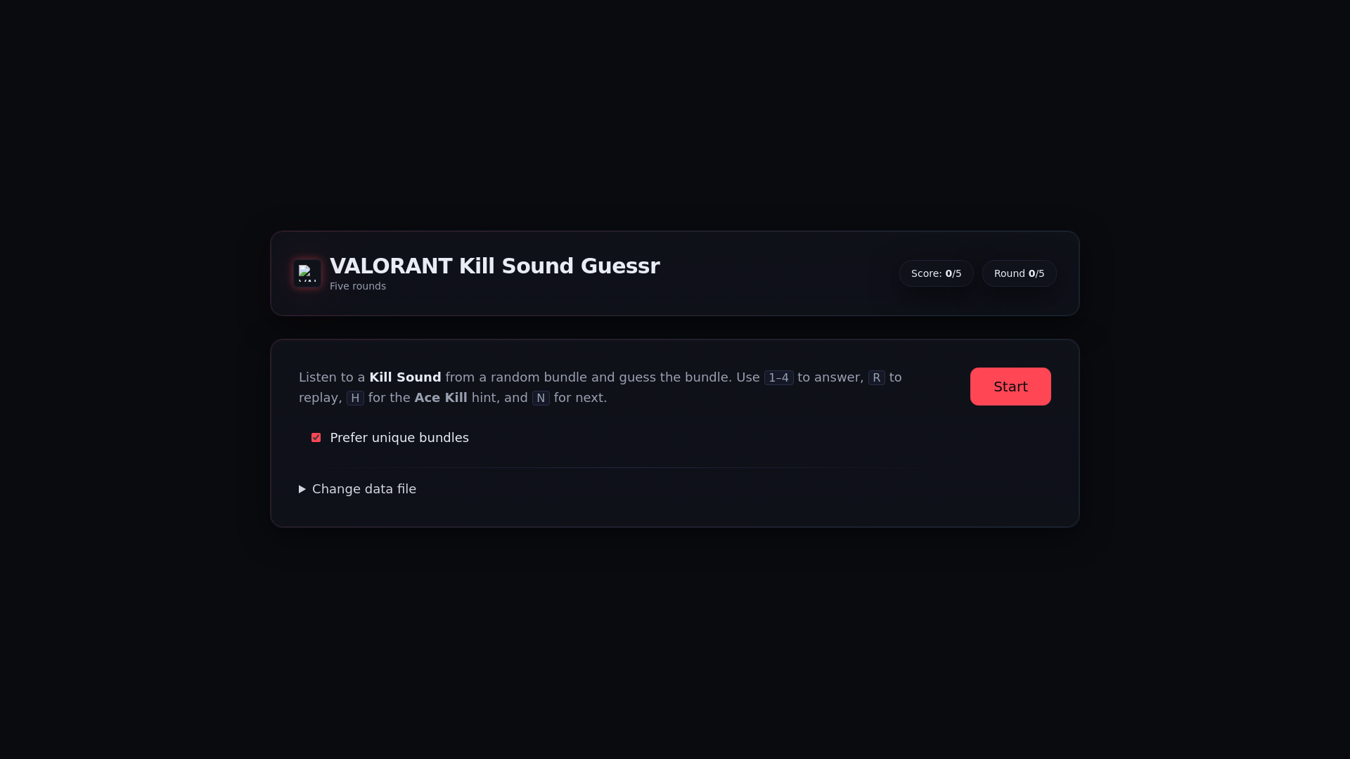 website screenshot of https://valo-killsound-guessr.pages.dev/