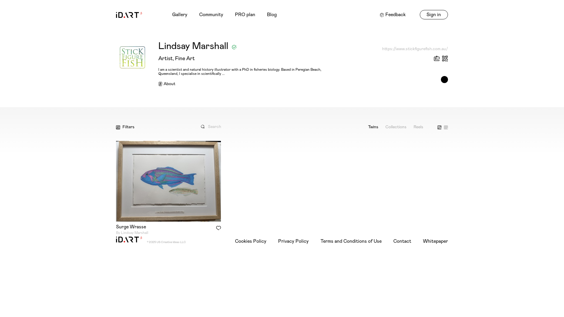 website screenshot of https://stickfigurefish.art/