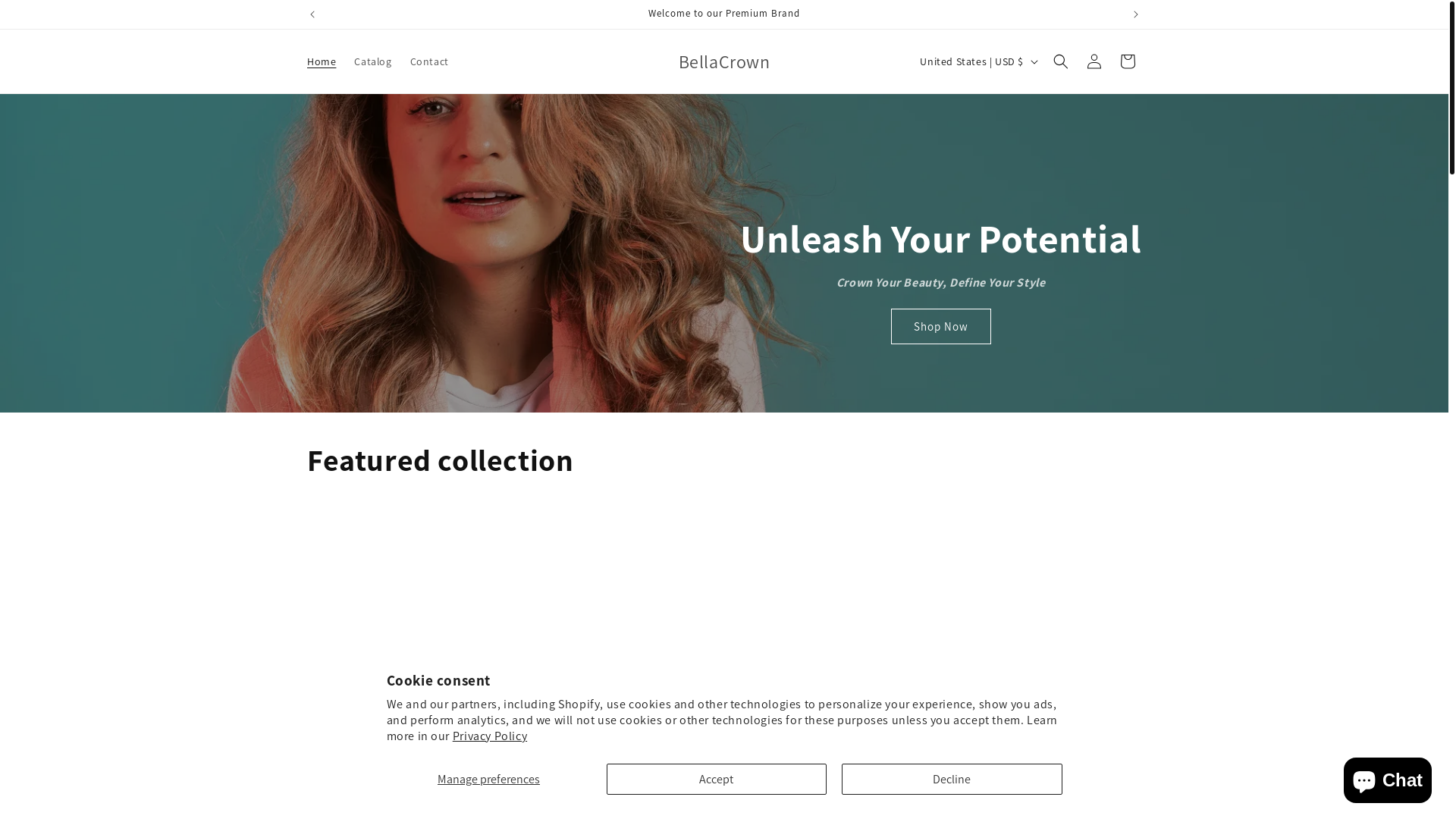 website screenshot of https://bellacrown.store/